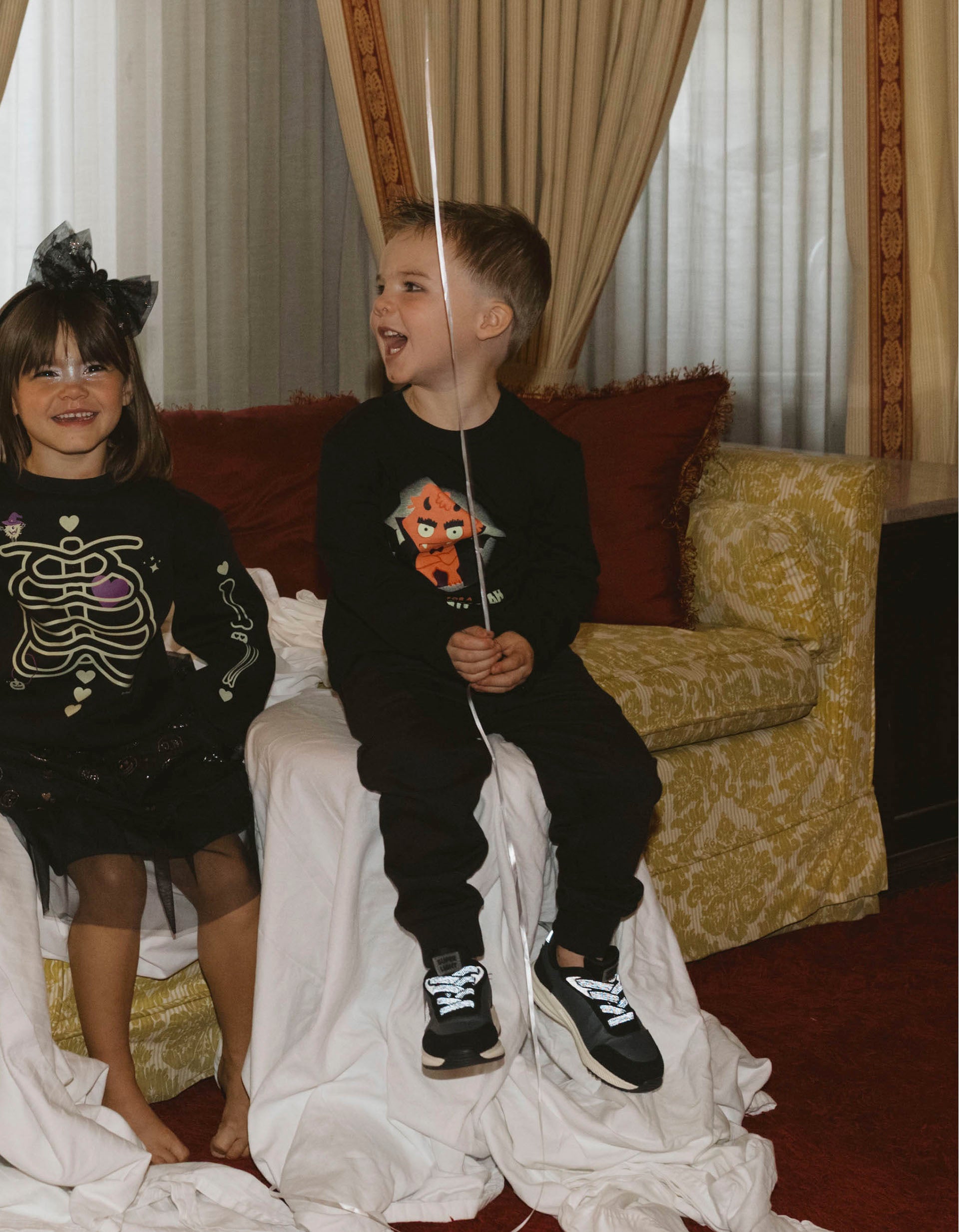 Pack 2 T-shirts de Manga Comprida em Algodão para Criança, Cinza/Preto