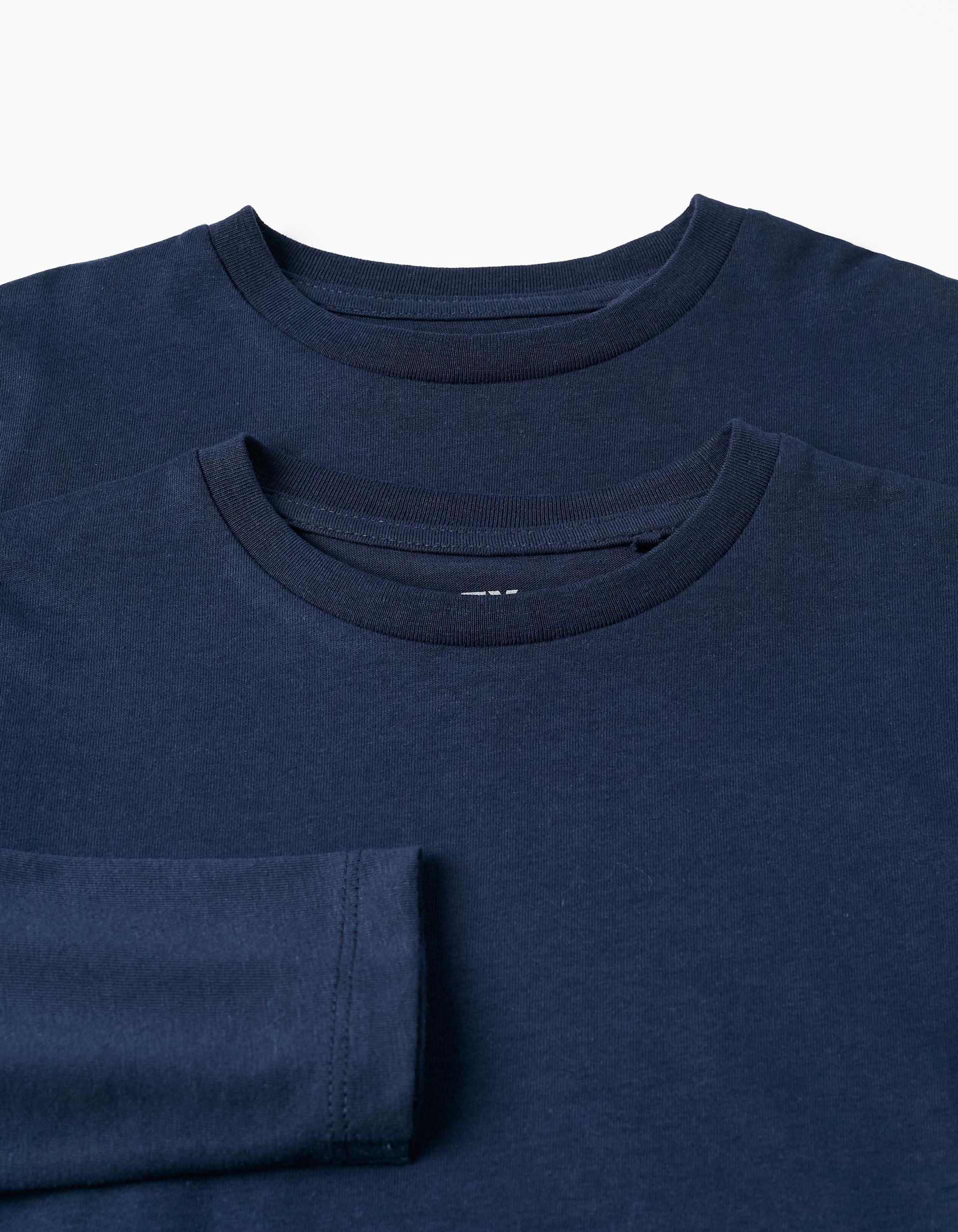 Pack of 2 Long Sleeve T-Shirts for Boys, Dark Blue