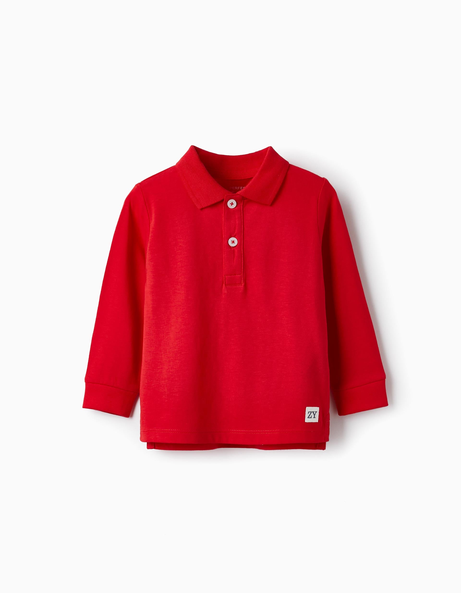 Polo de Manga Larga de Algodón para Bebé Niño, Rojo