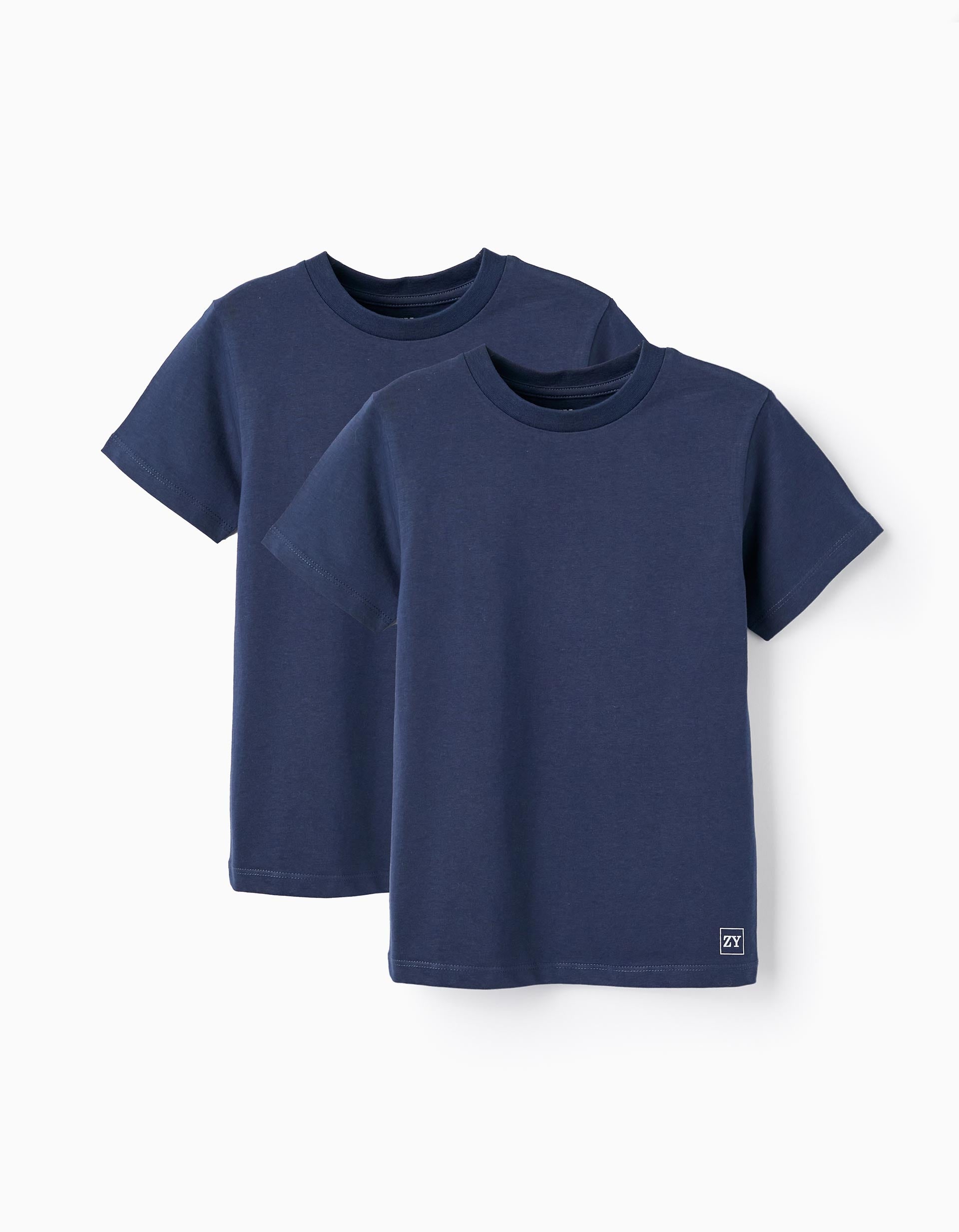 Pack 2 Camisetas de Manga Corta para Niño, Azul Oscuro