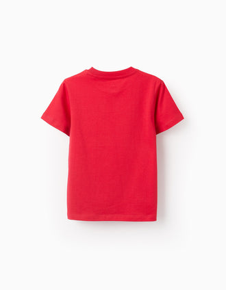 Pack 2 T-shirts de Algodão para Menino, Branco/Vermelho
