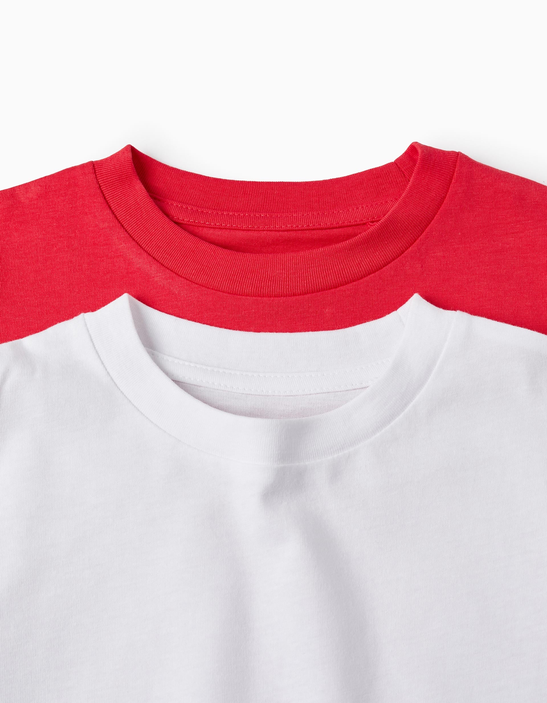 Pack of 2 Short Sleeve T-Shirts for Boys, Red/White