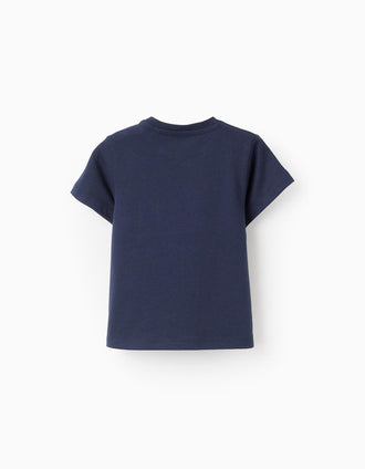 Pack 2 Camisetas Lisas en Algodón para Bebé Niño, Azul Oscuro