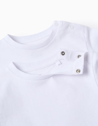 Pack 2 Camisetas Lisas en Algodón para Bebé Niño, Blanco
