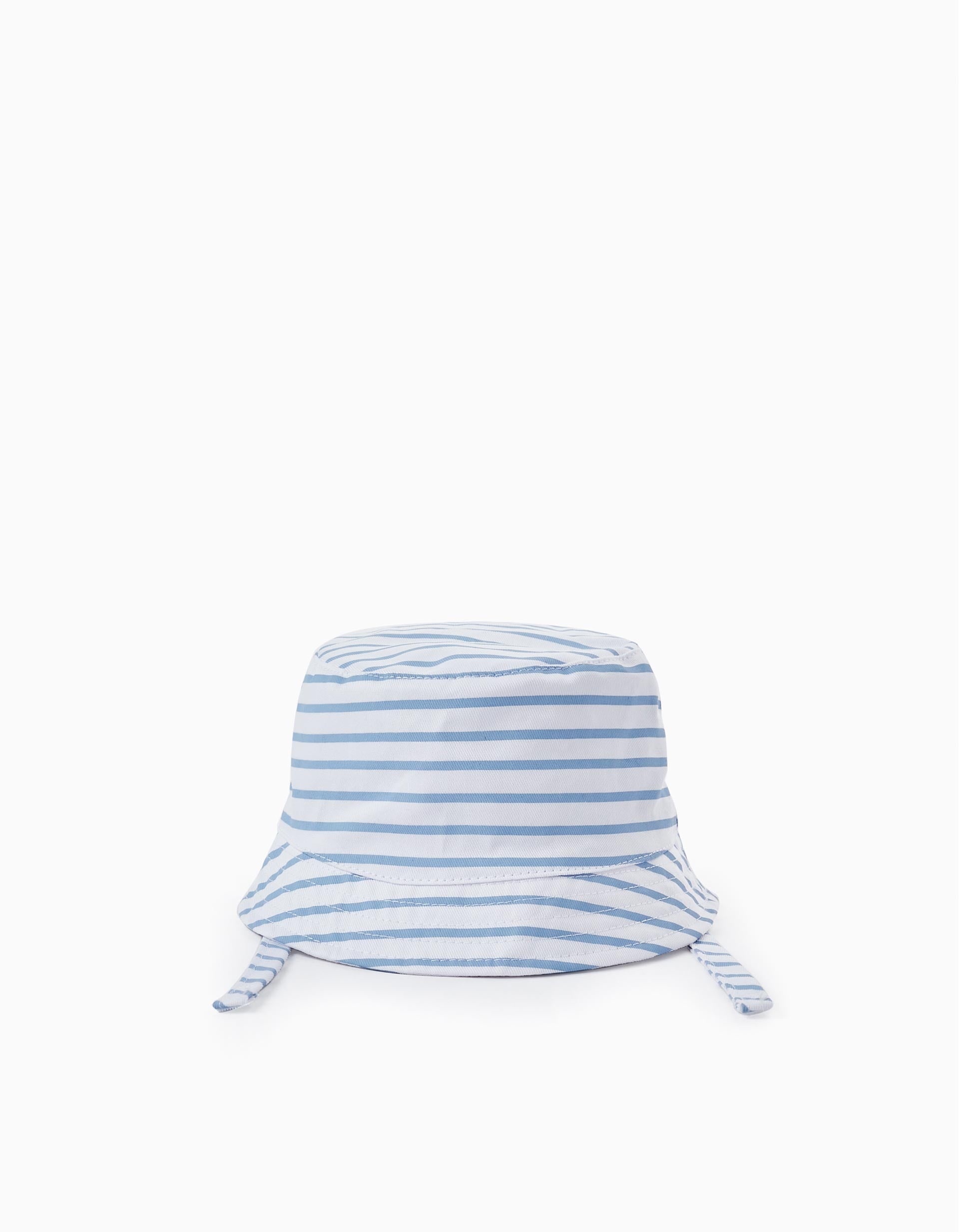 Chapeau à Rayures pour Bébé et Nouveau-Né, Blanc/Bleu