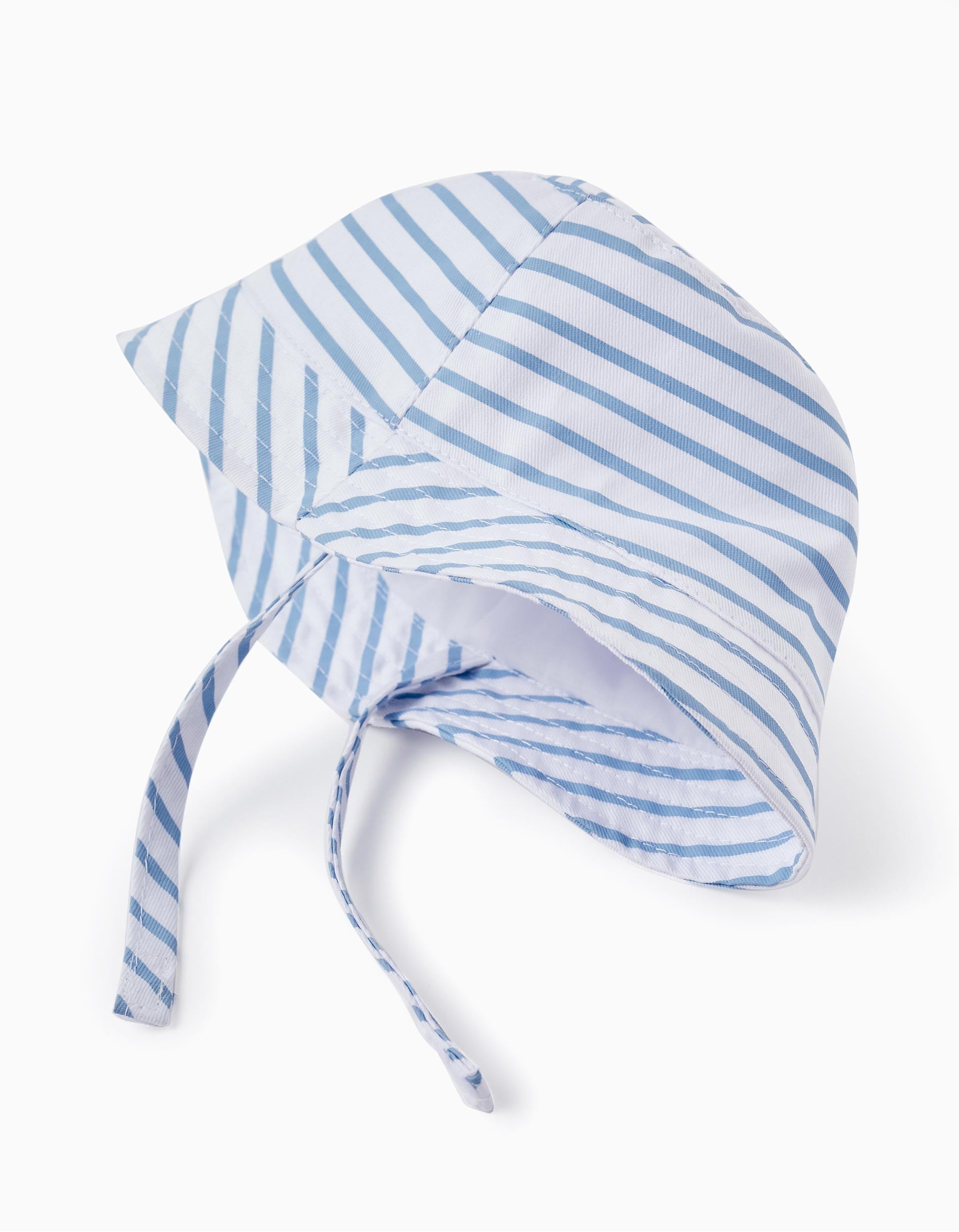 Chapeau à Rayures pour Bébé et Nouveau-Né, Blanc/Bleu