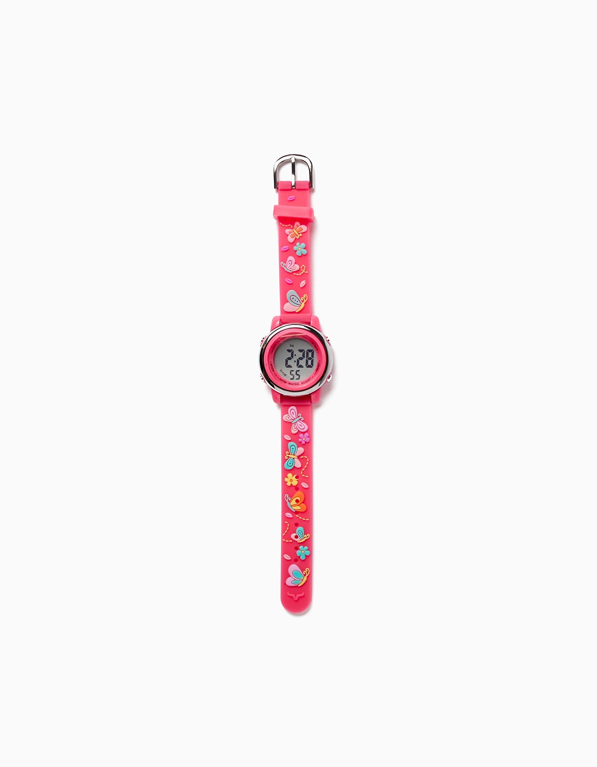 Reloj Digital para Niña 'Flores & Mariposas', Rosa