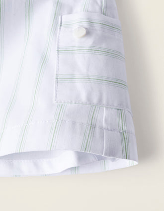 Striped Pinafore Dress for Newborn Girls, White/Green