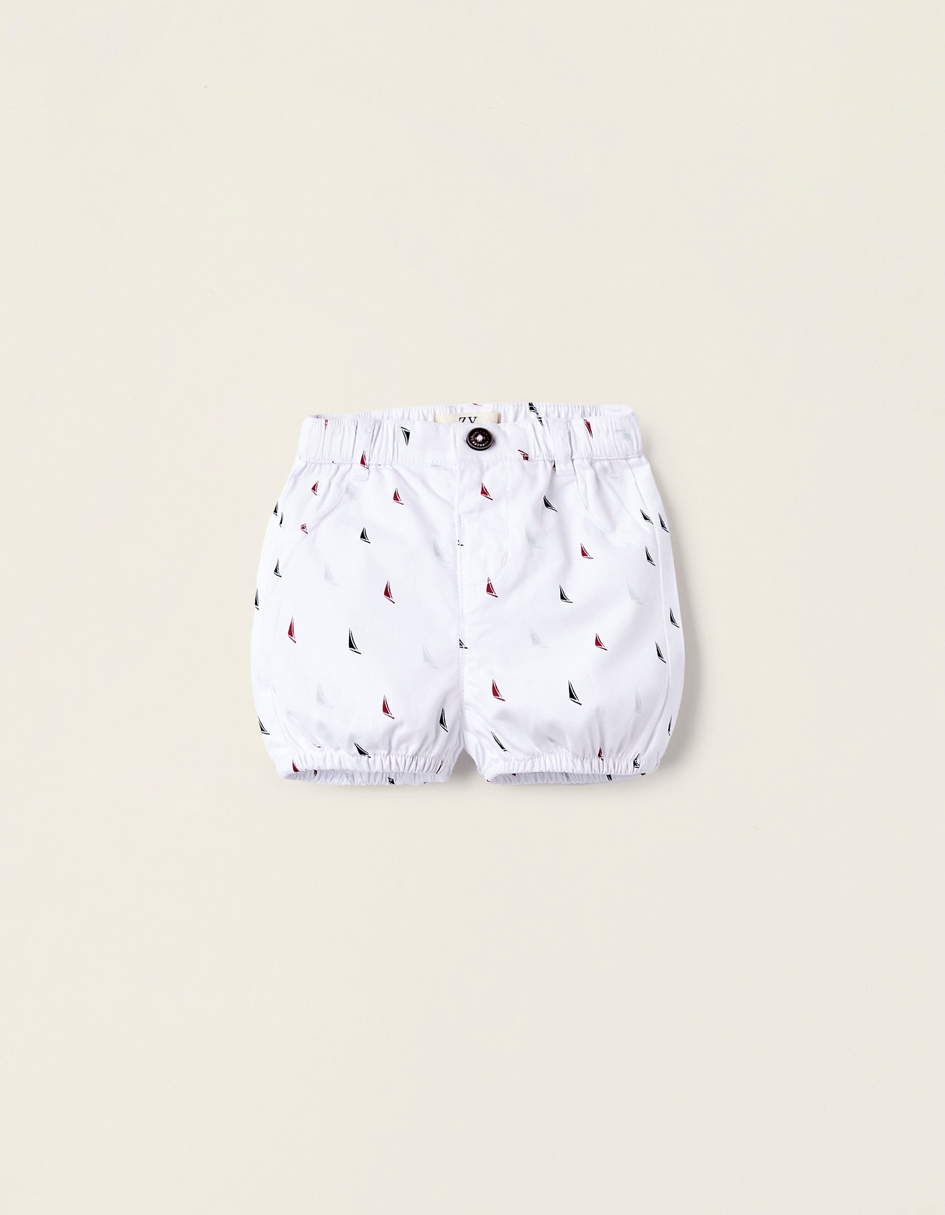 Patterned Shorts for Newborn Boys 'Sailboat', White