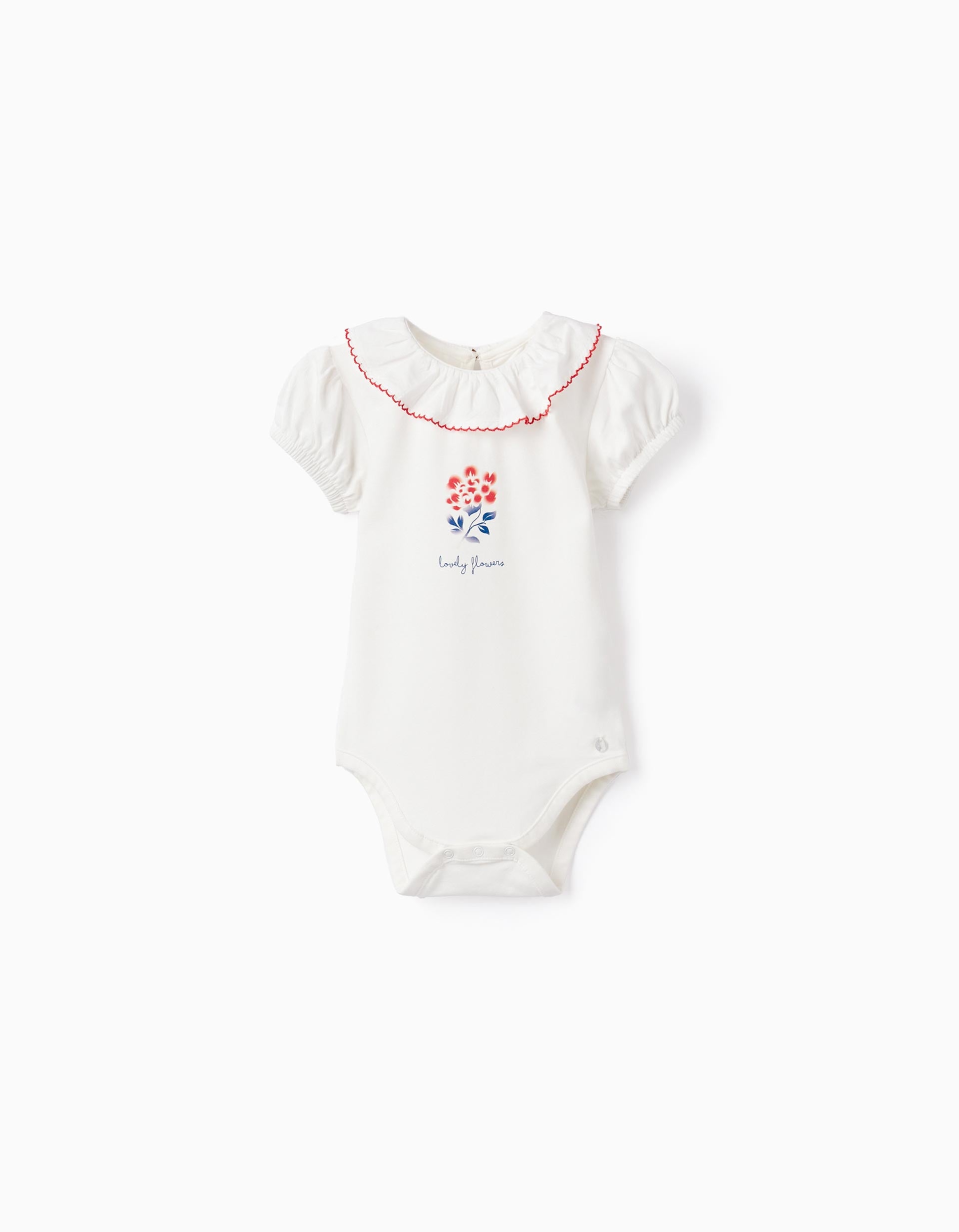 Body en Coton pour Bébé Fille 'Fleurs', Blanc