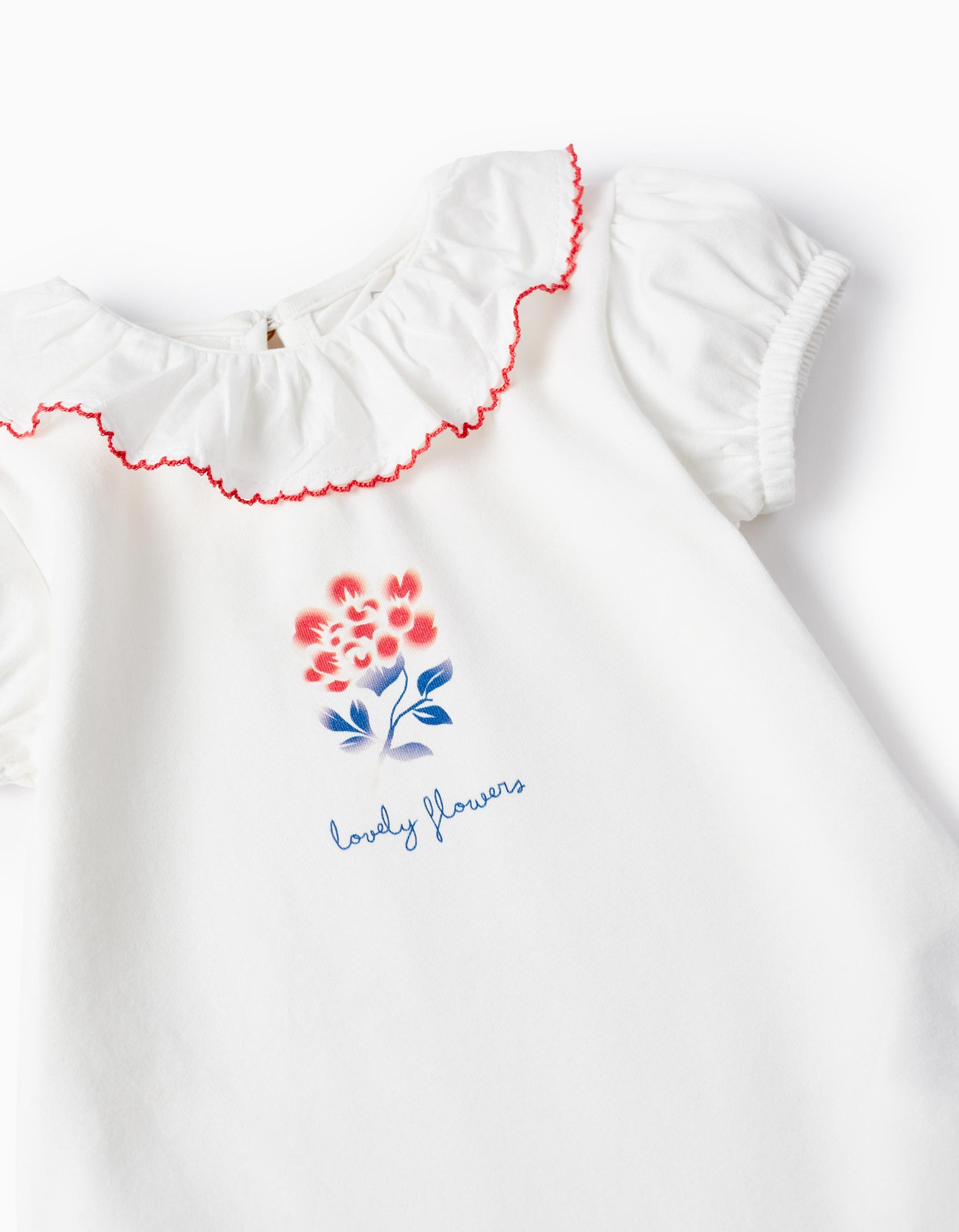 Body en Coton pour Bébé Fille 'Fleurs', Blanc