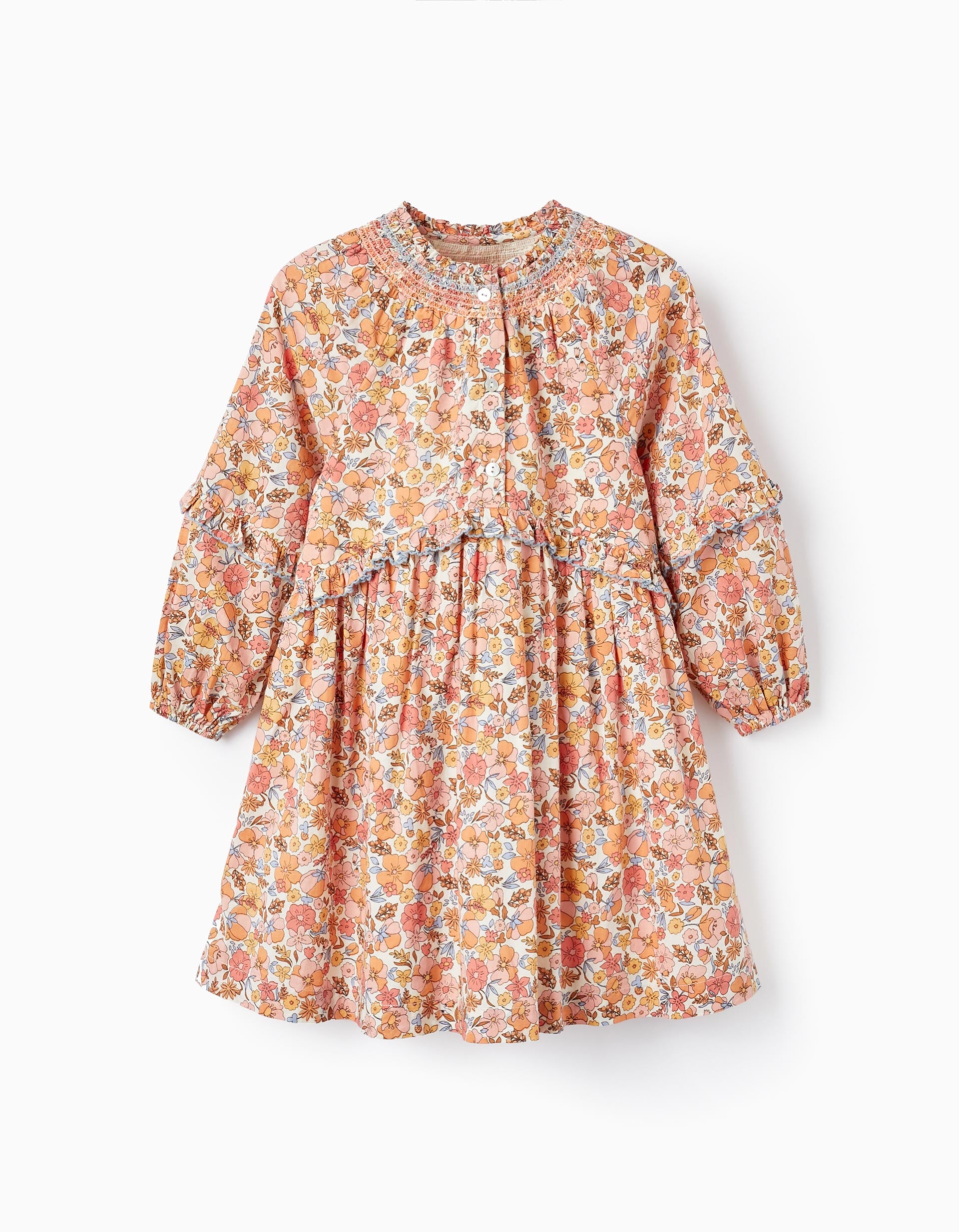 Cotton Flower Dress for Girls, Multicolour