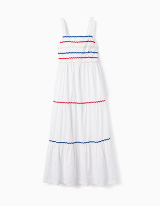 Long Cotton Strappy Dress for Adults 'You & Me', White