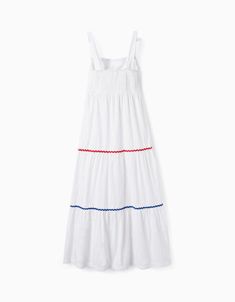 Long Cotton Strappy Dress for Adults 'You & Me', White