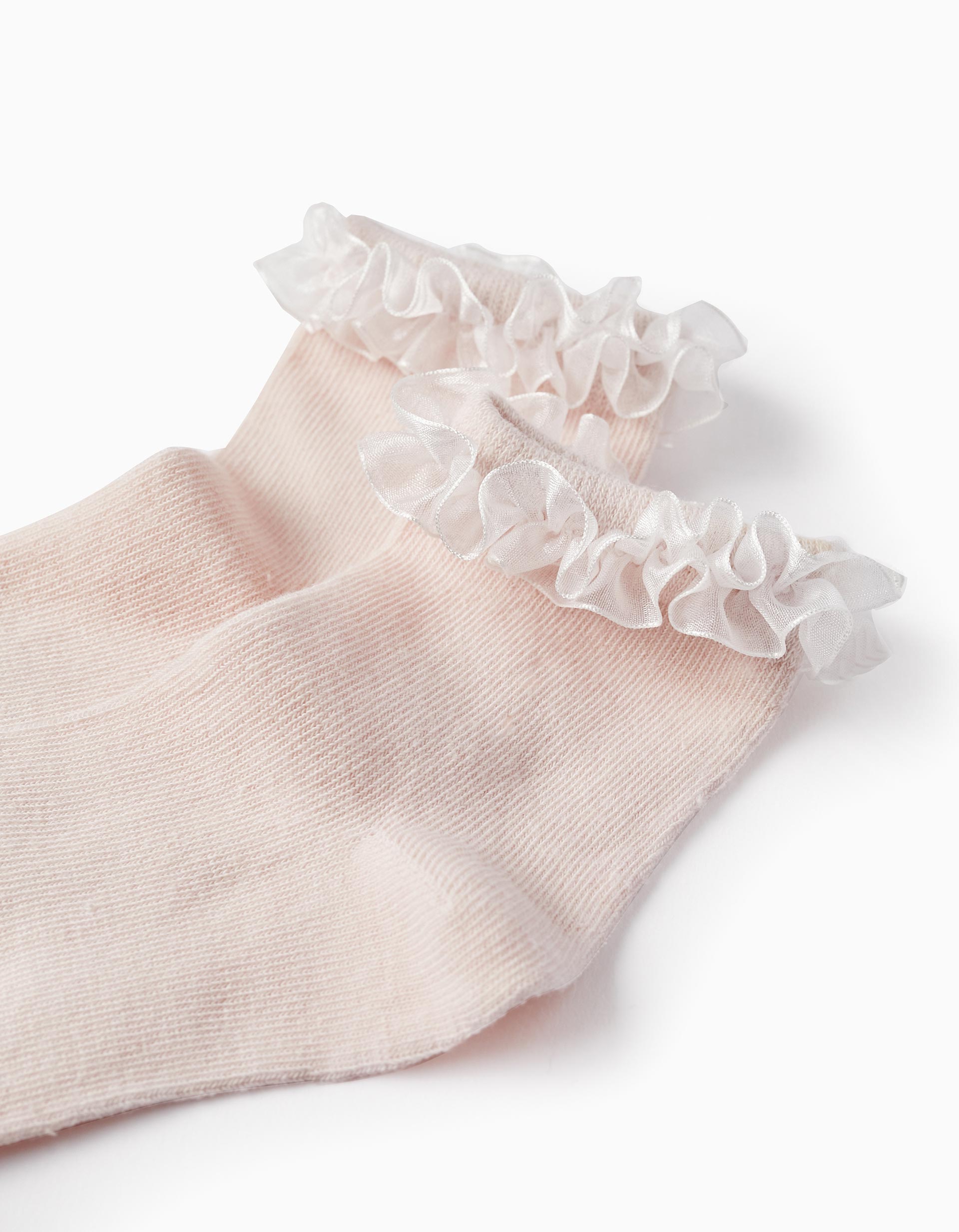 Chaussettes à Volants pour Fille, Rose Clair