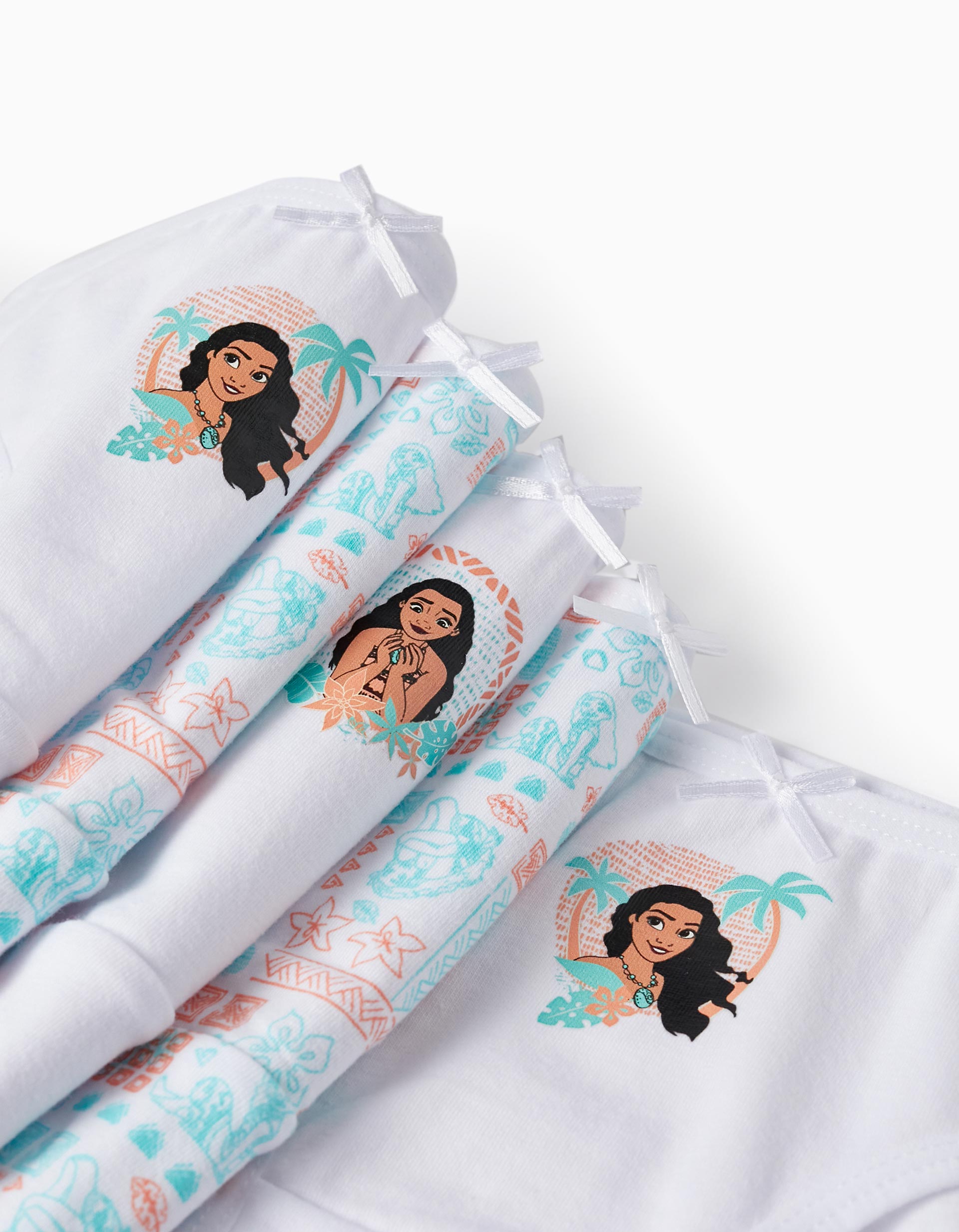 Pack 5 Culottes pour Fille 'Moana', Blanc