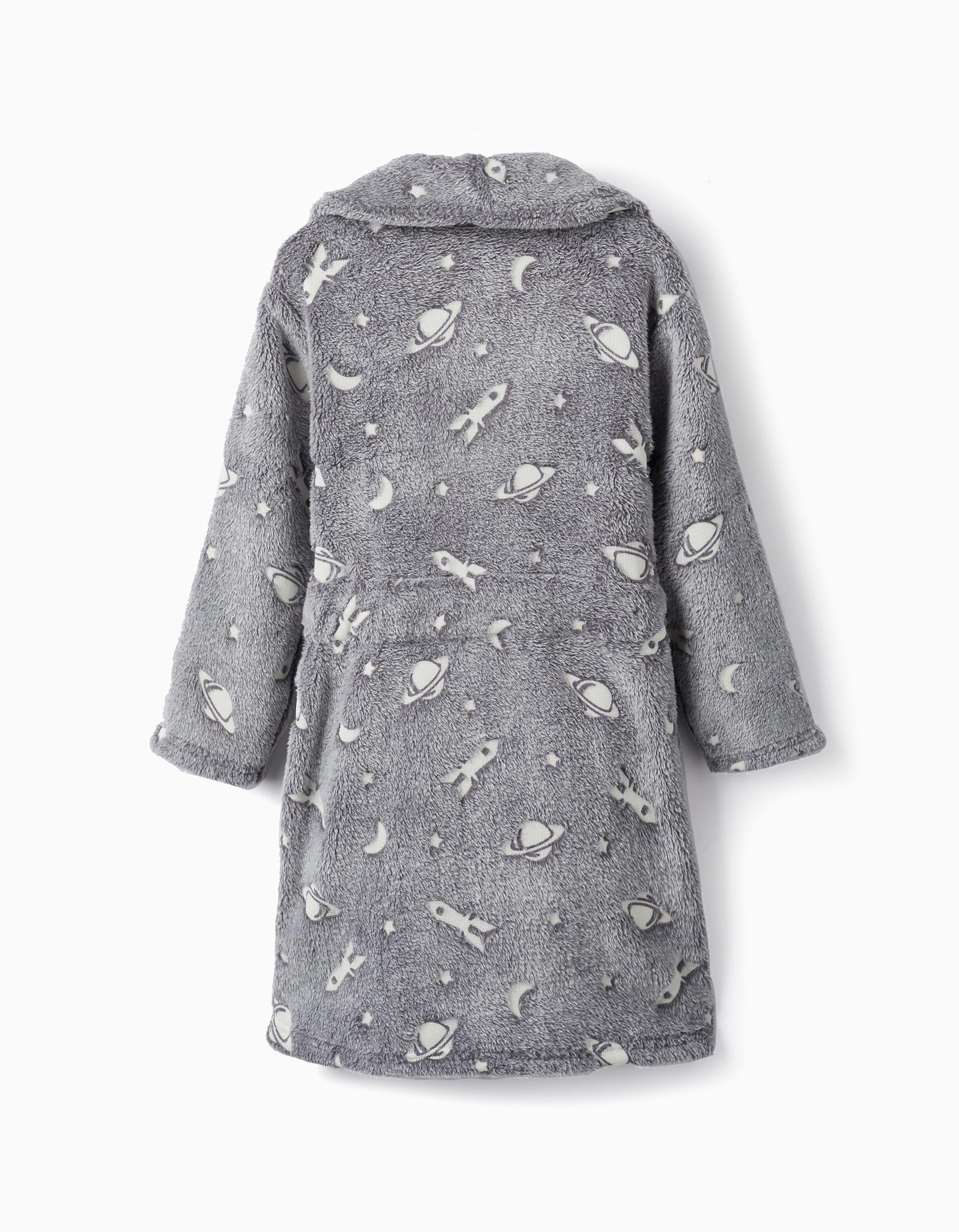 Coral Fleece Robe for Boys 'Space', Grey