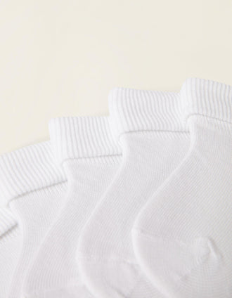 Pack of 5 Pairs of Cuffed Socks for Baby, White