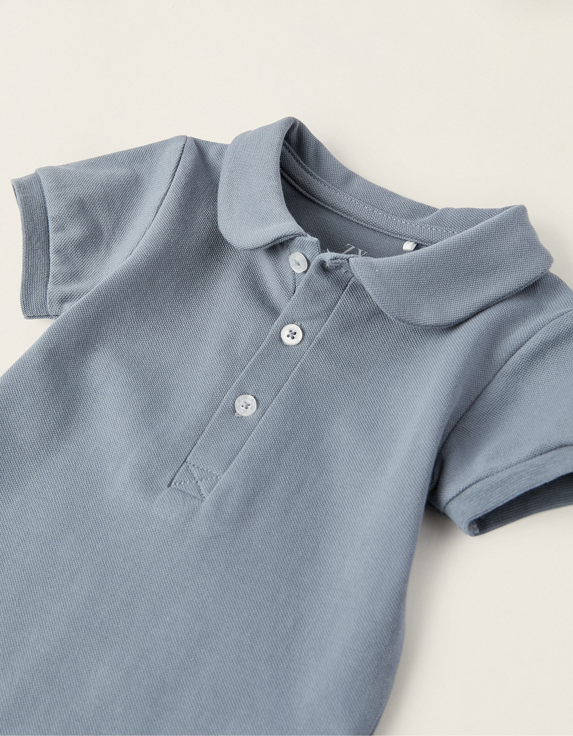 Body-polo à manches courtes en coton pour nouveau-né, Bleu