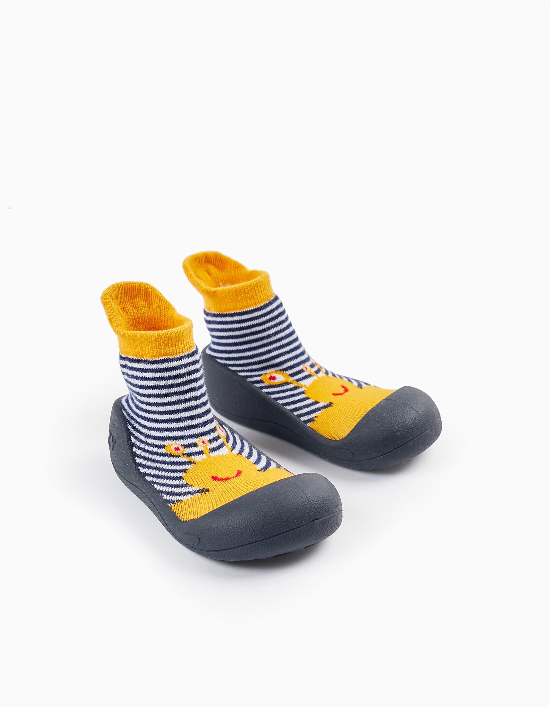 Steppies Socks-Slippers for Baby Boys 'Monster', Blue/Yellow