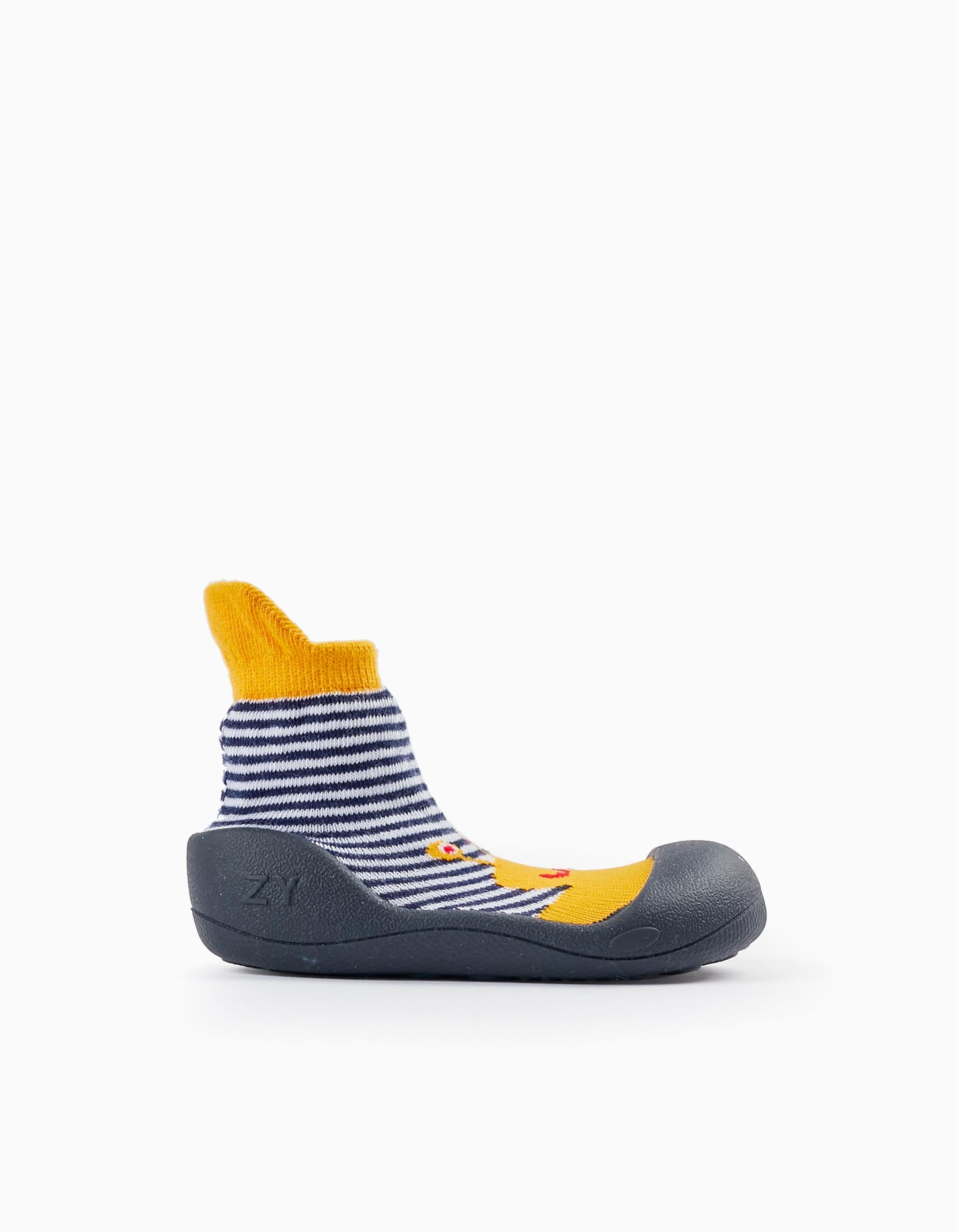 Steppies Socks-Slippers for Baby Boys 'Monster', Blue/Yellow