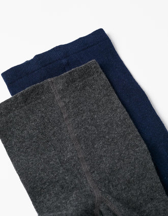 Pack 2 Leotardos de Punto para Niña, Azul Oscuro/Gris Oscuro