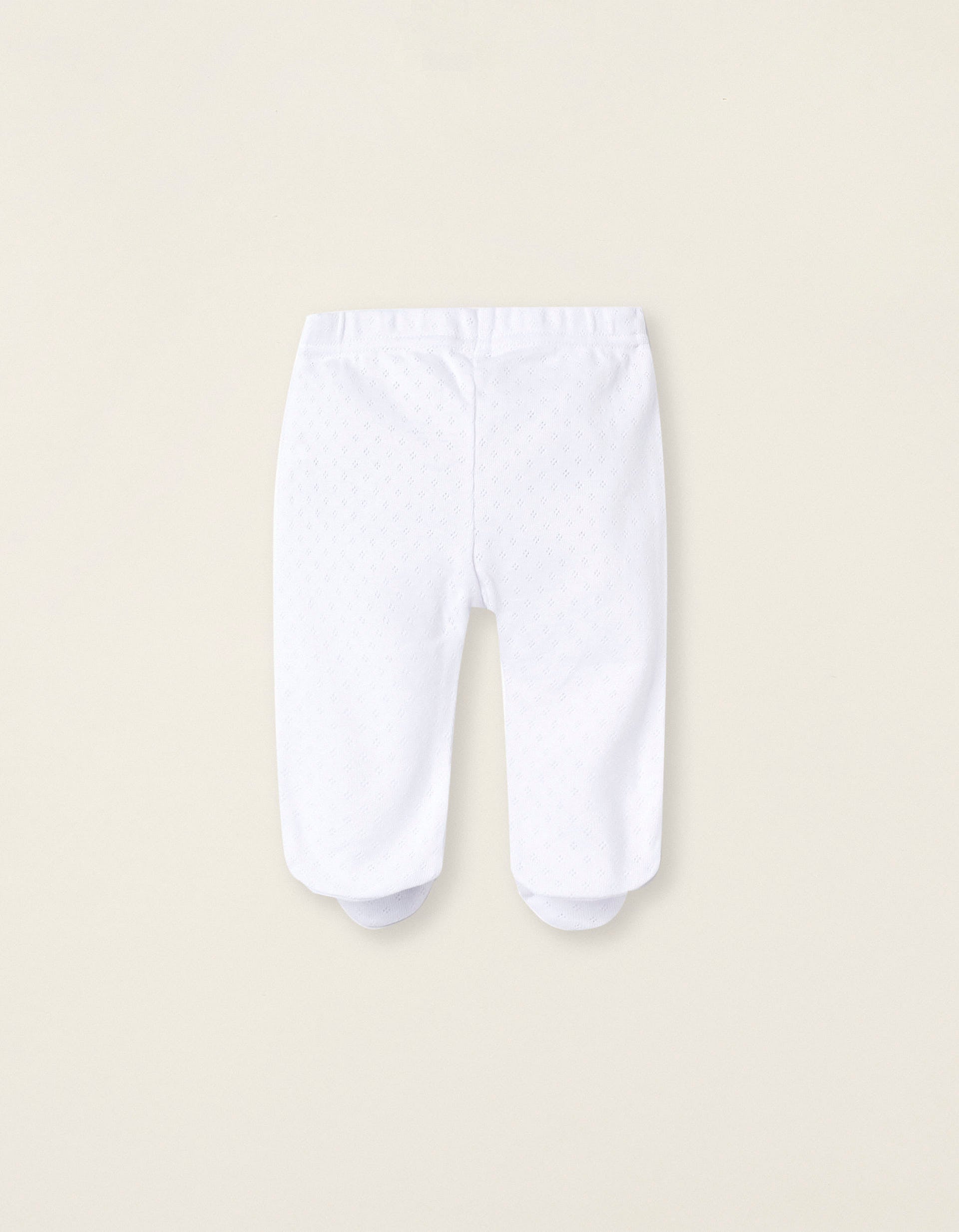 Pack 4 Pantalones de Algodón con Pies para Recién Nacido y Bebé, Blanco