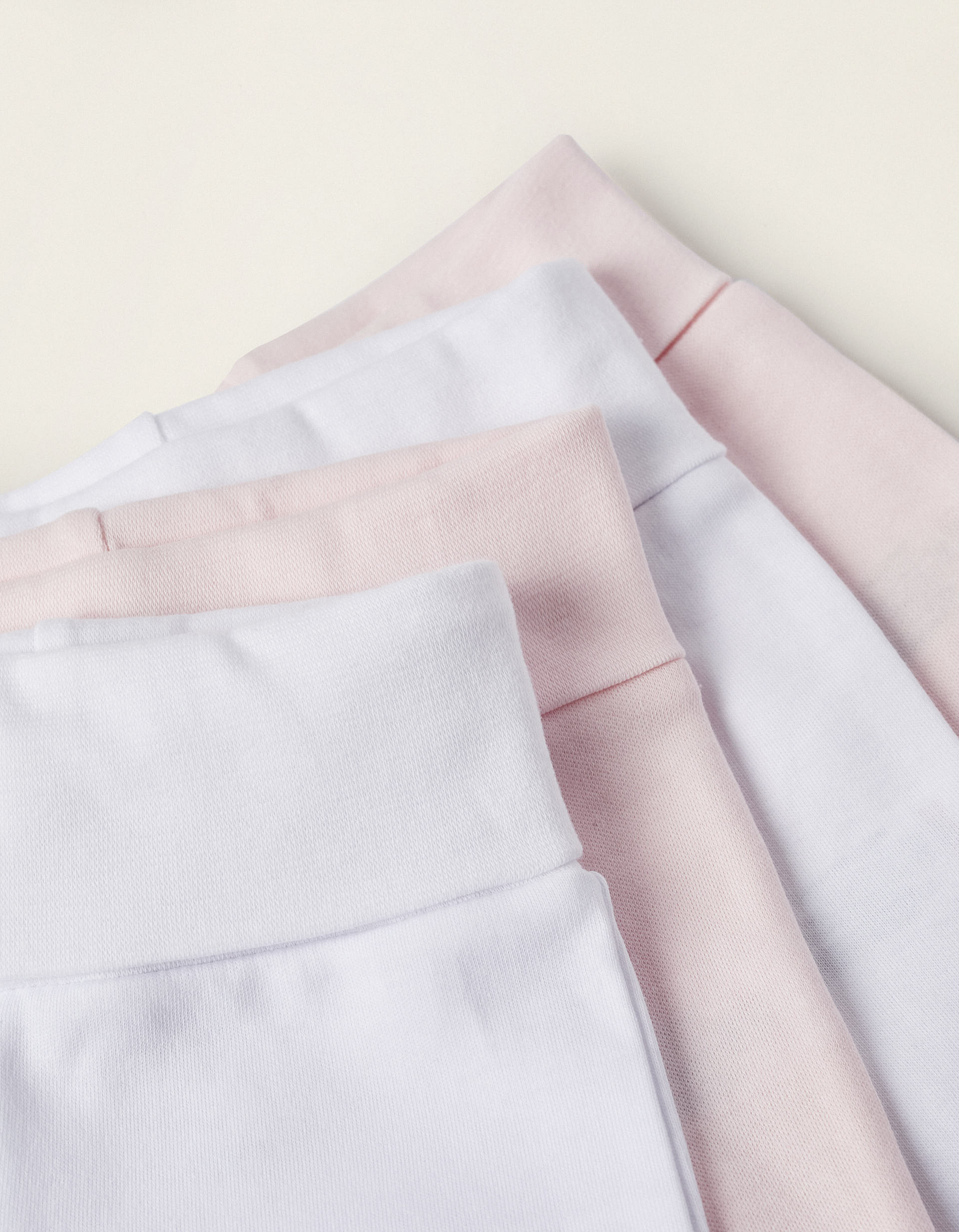 Pack 4 Pantalons à Pieds pour Bébé Fille 'Extra Comfy', Blanc/Rose