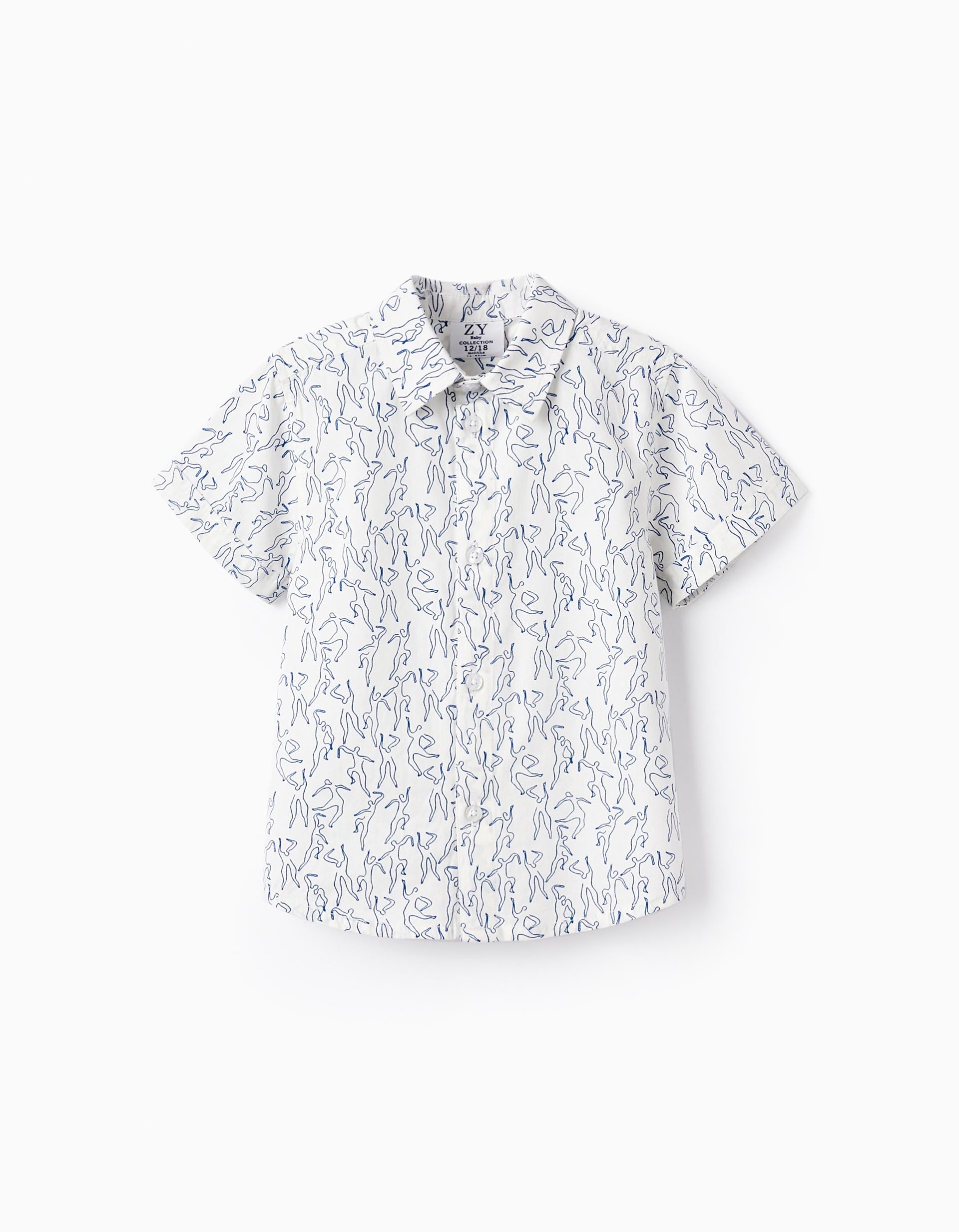 Chemise Imprimé pour Bébé Garçon 'You & Me', Blanc/Bleu