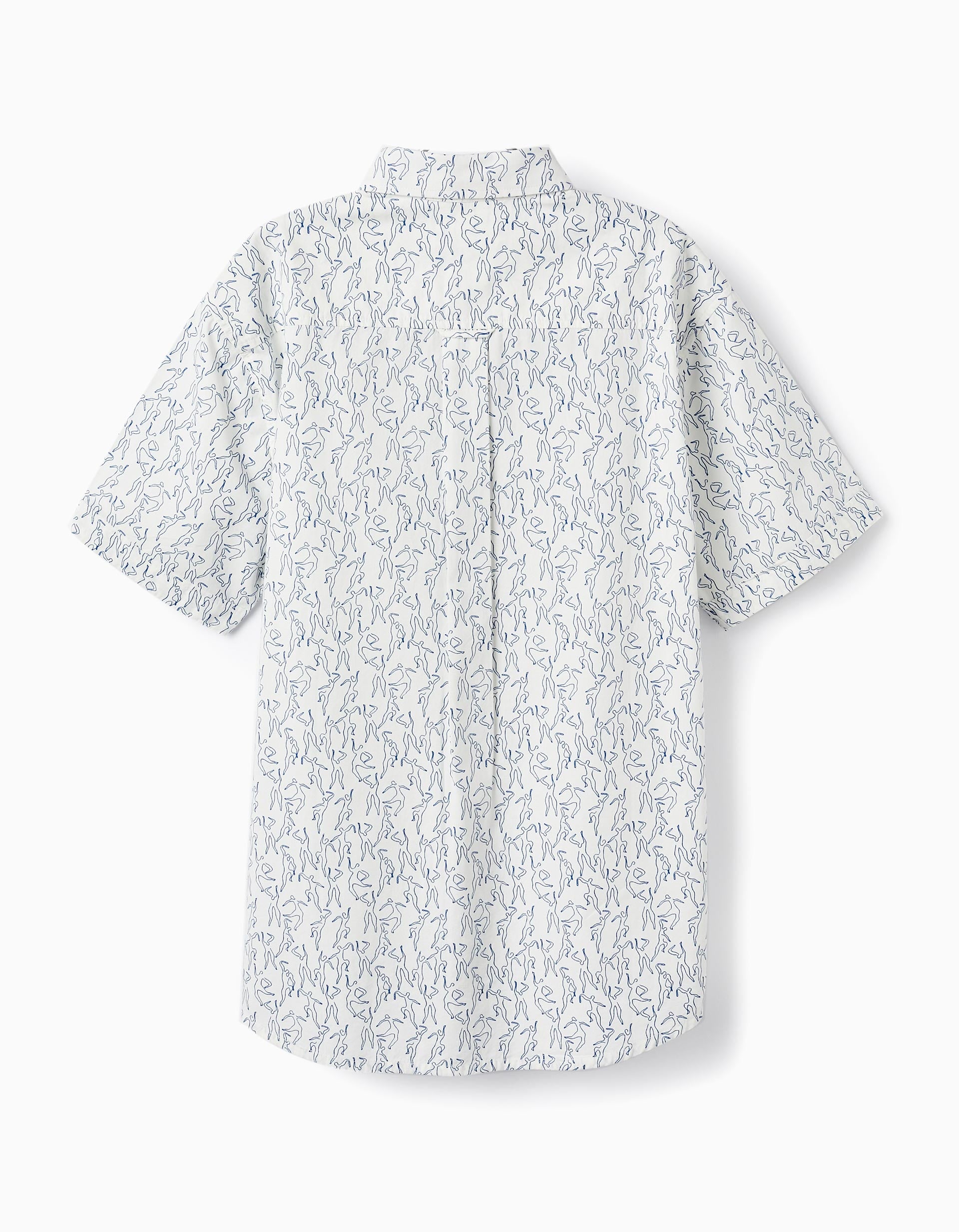 Camisa de Manga Corta en Algodón para Adulto 'You&Me', Blanco/Azul