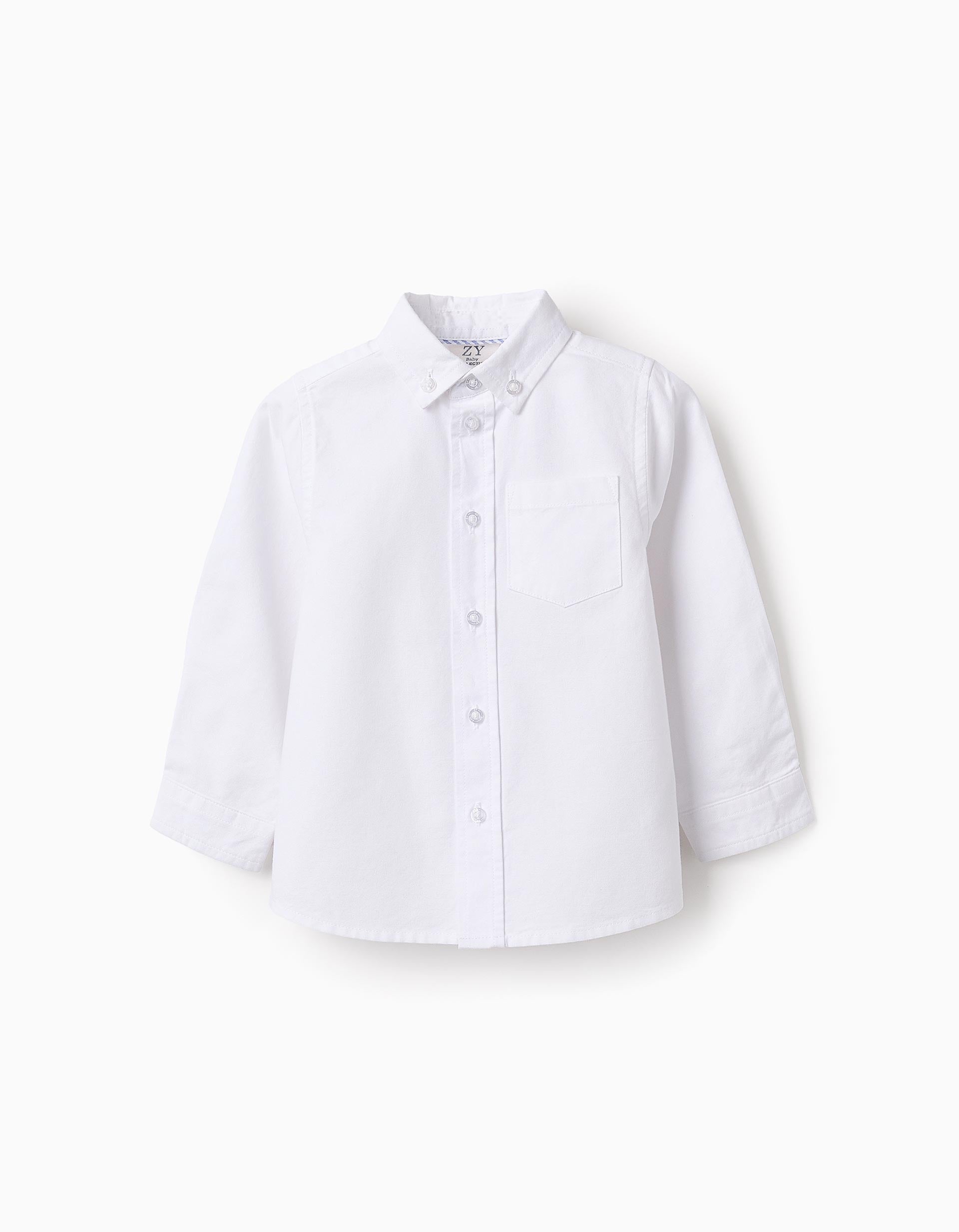 Camisa de Algodão para Bebé Menino, Branco