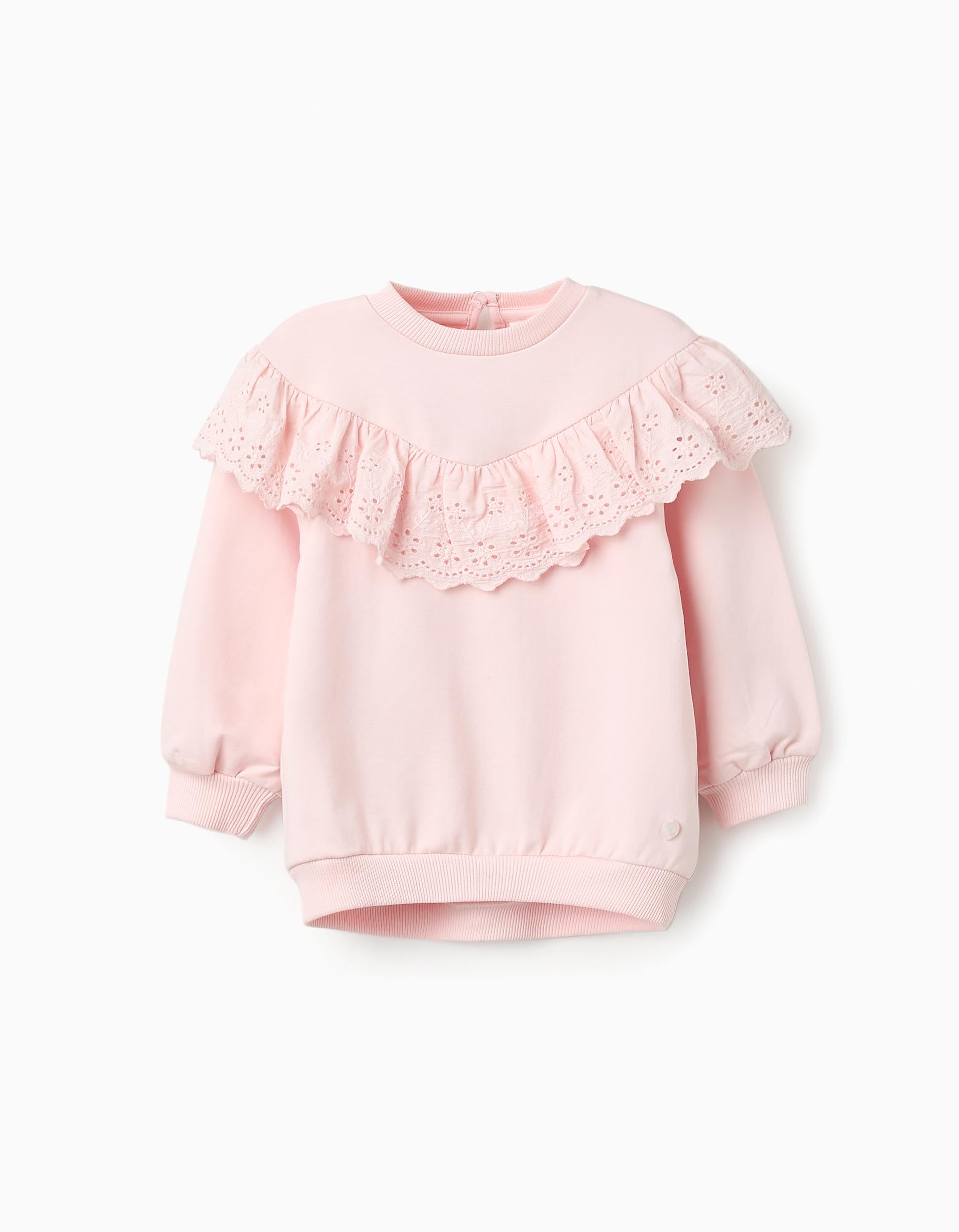 Sweatshirt de Algodão com Folhos para Bebé Menina, Rosa