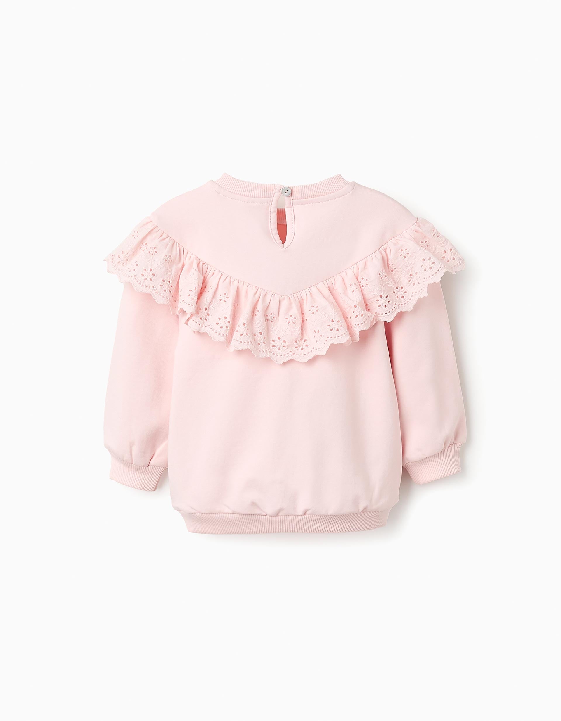 Sweatshirt de Algodão com Folhos para Bebé Menina, Rosa