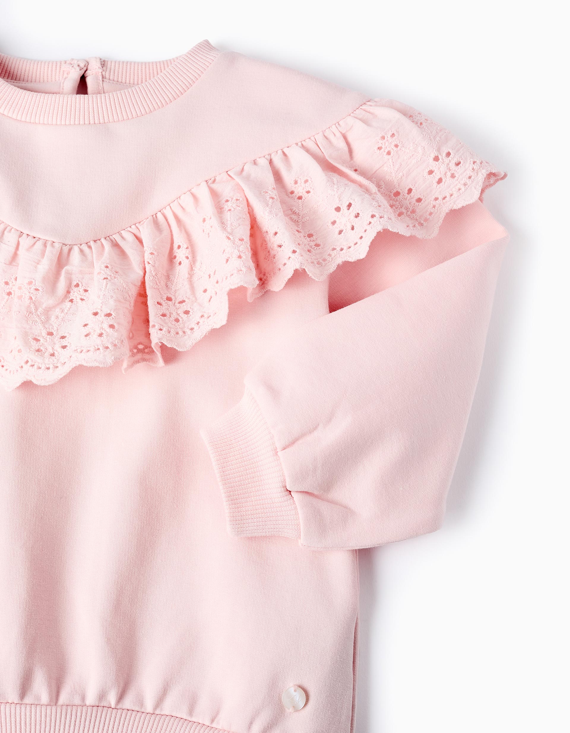 Sweatshirt de Algodão com Folhos para Bebé Menina, Rosa