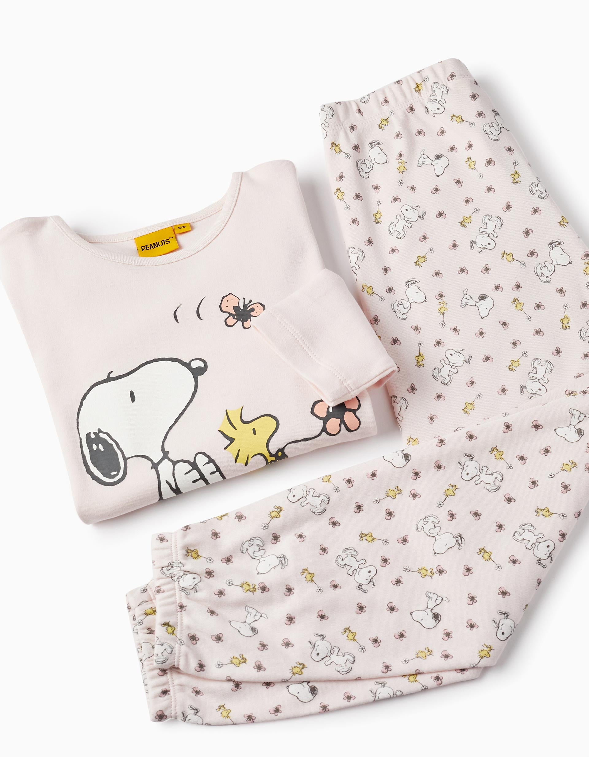 Pijama de Algodón para Niña 'Snoopy', Rosa Claro