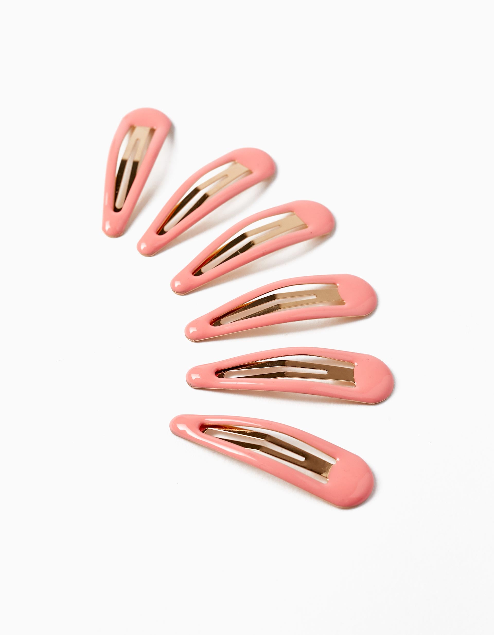 Pack of 6 Metal Hair Clips for Baby and Girl, Pink