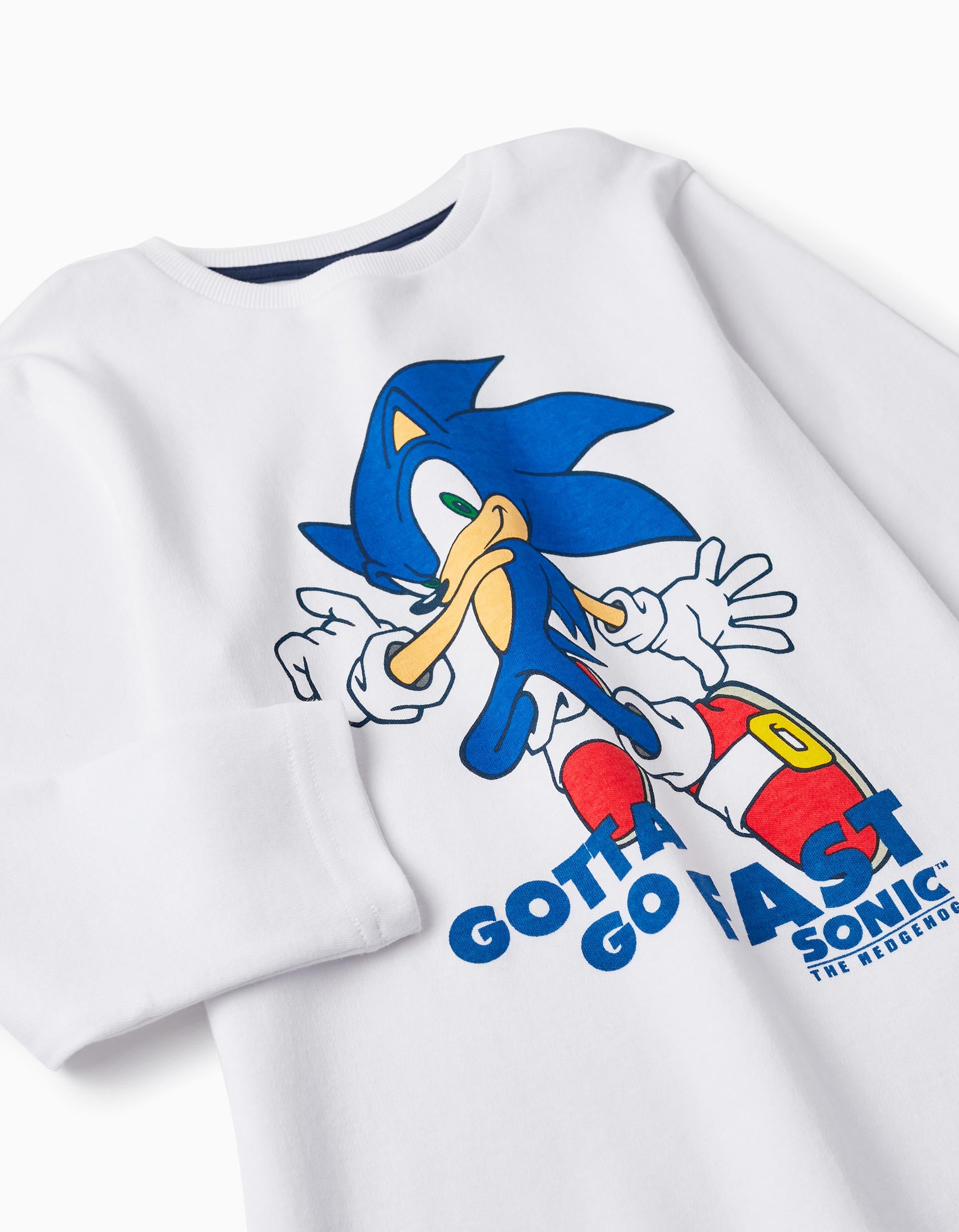 Pijama de Algodão para Menino 'Sonic', Branco/Azul Escuro