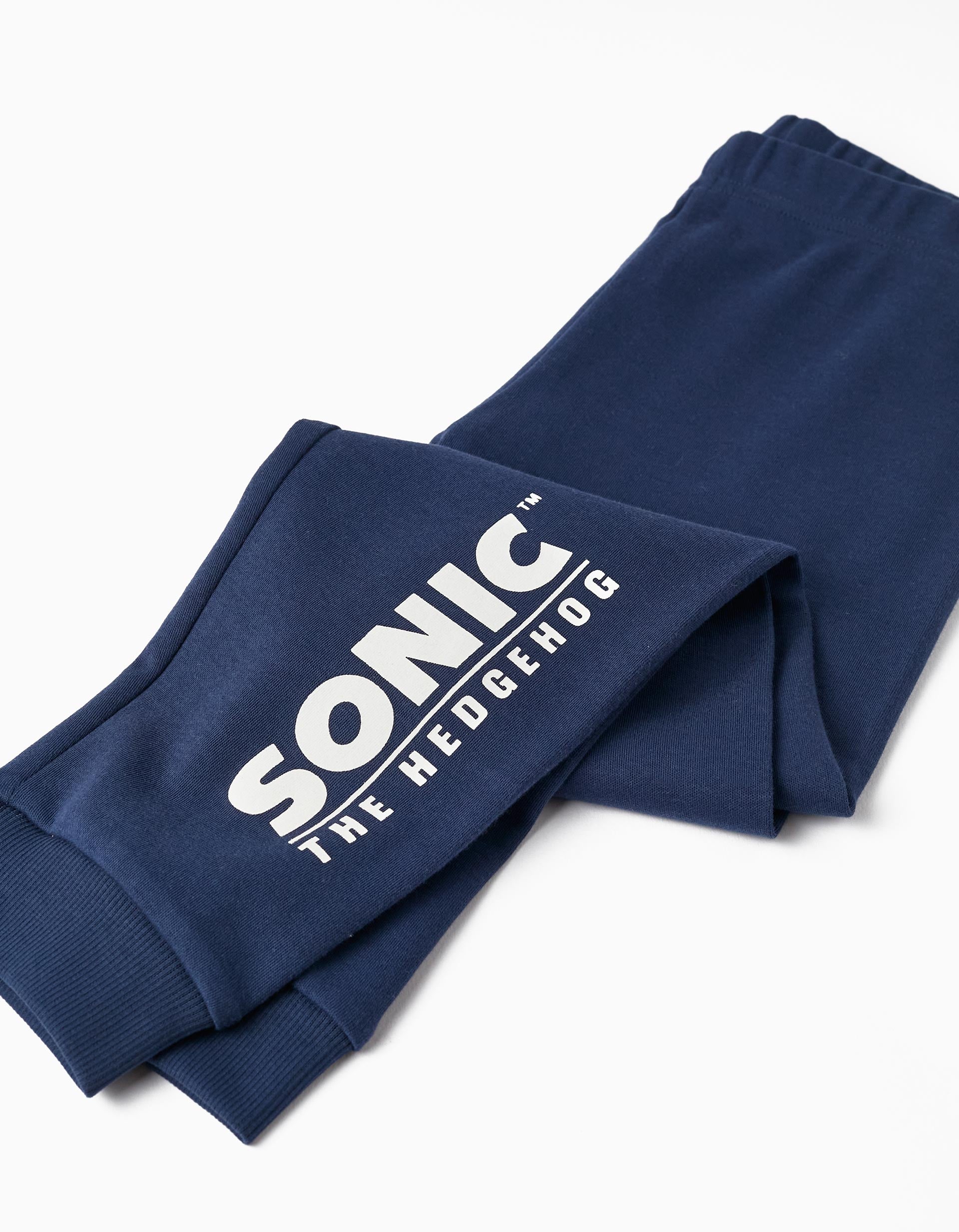 Pijama de Algodão para Menino 'Sonic', Branco/Azul Escuro