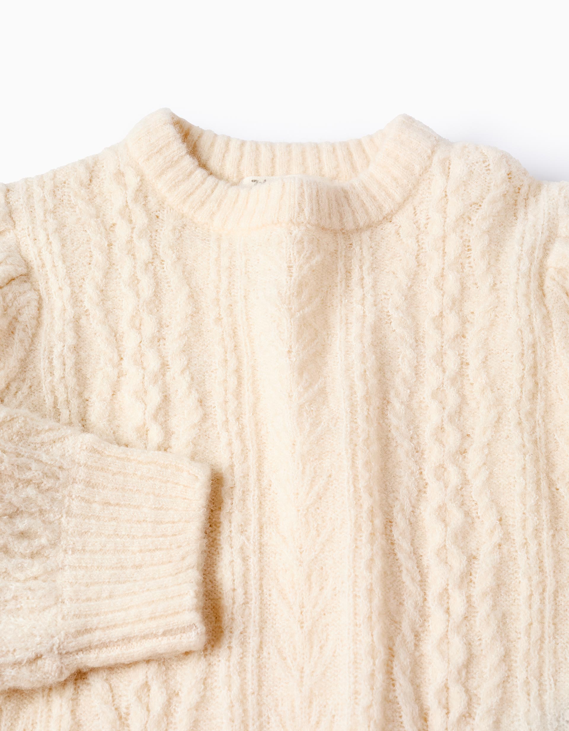 Cable Knit Jumper for Girls, White