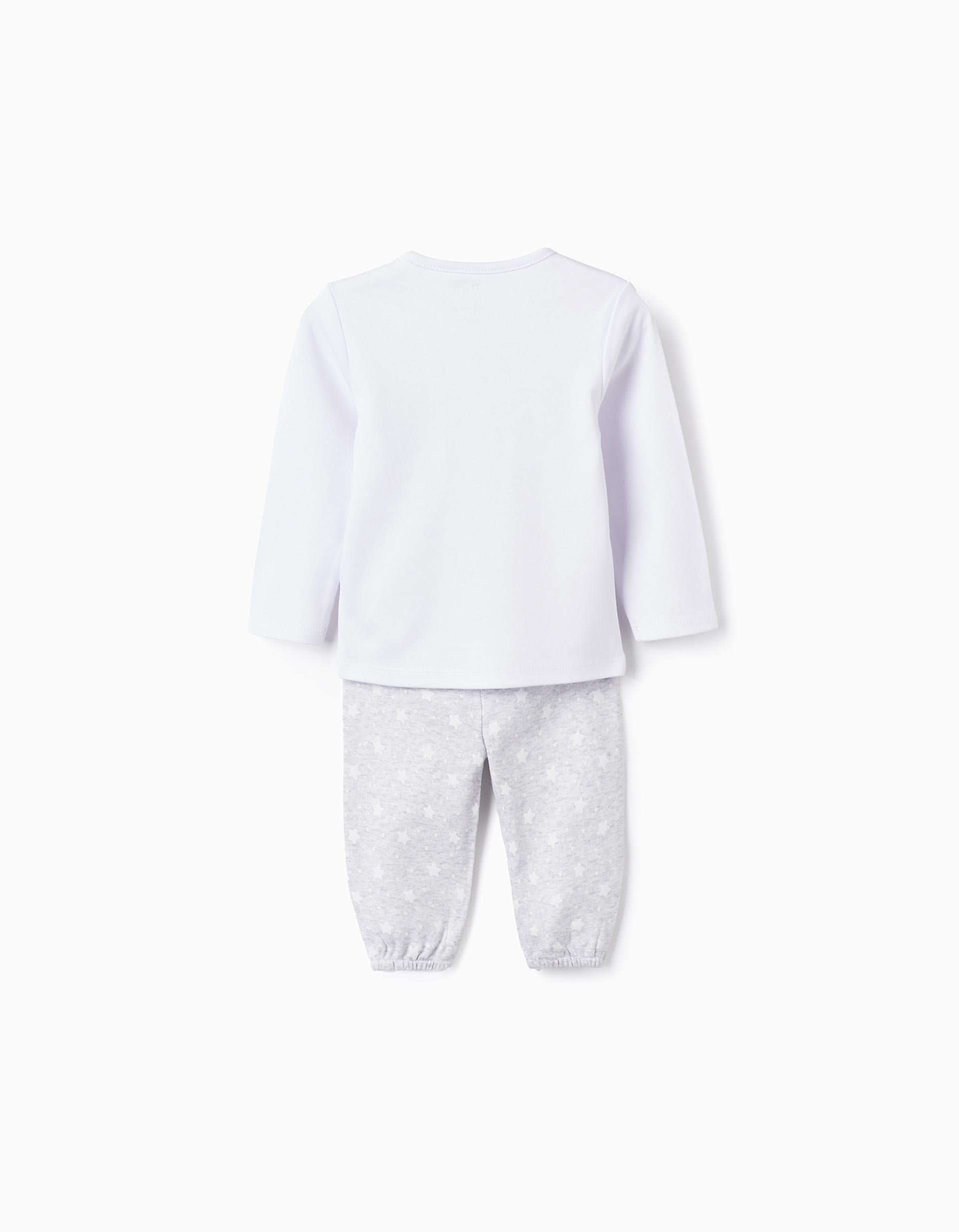 Pijama de Algodón para Bebé 'Estrella', Blanco/Gris