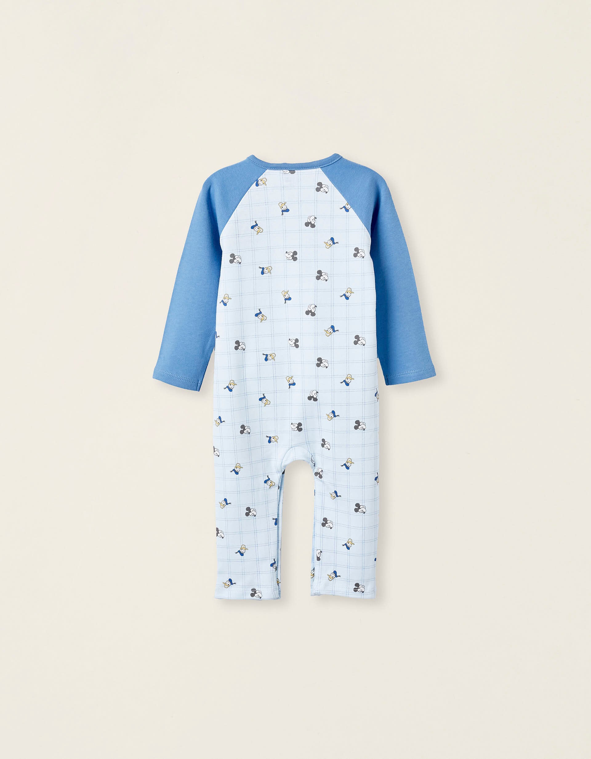 Cotton Sleepsuit for Newbrons 'Mickey & Donald', Blue