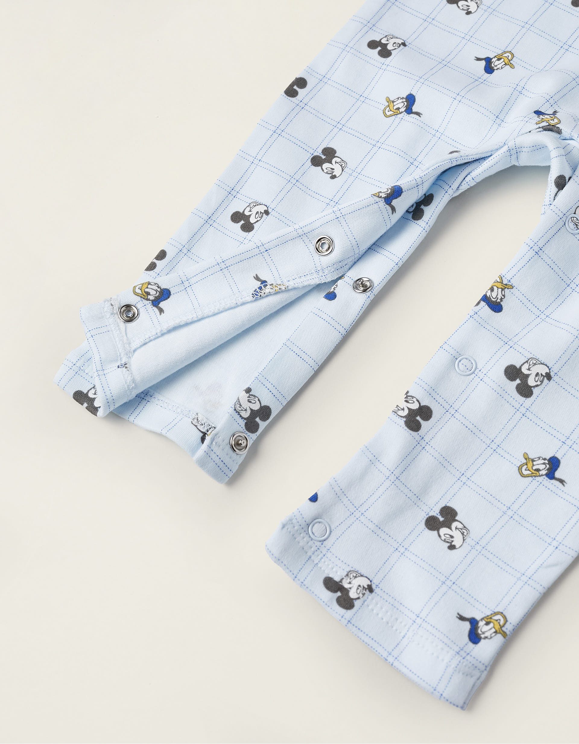 Cotton Sleepsuit for Newbrons 'Mickey & Donald', Blue