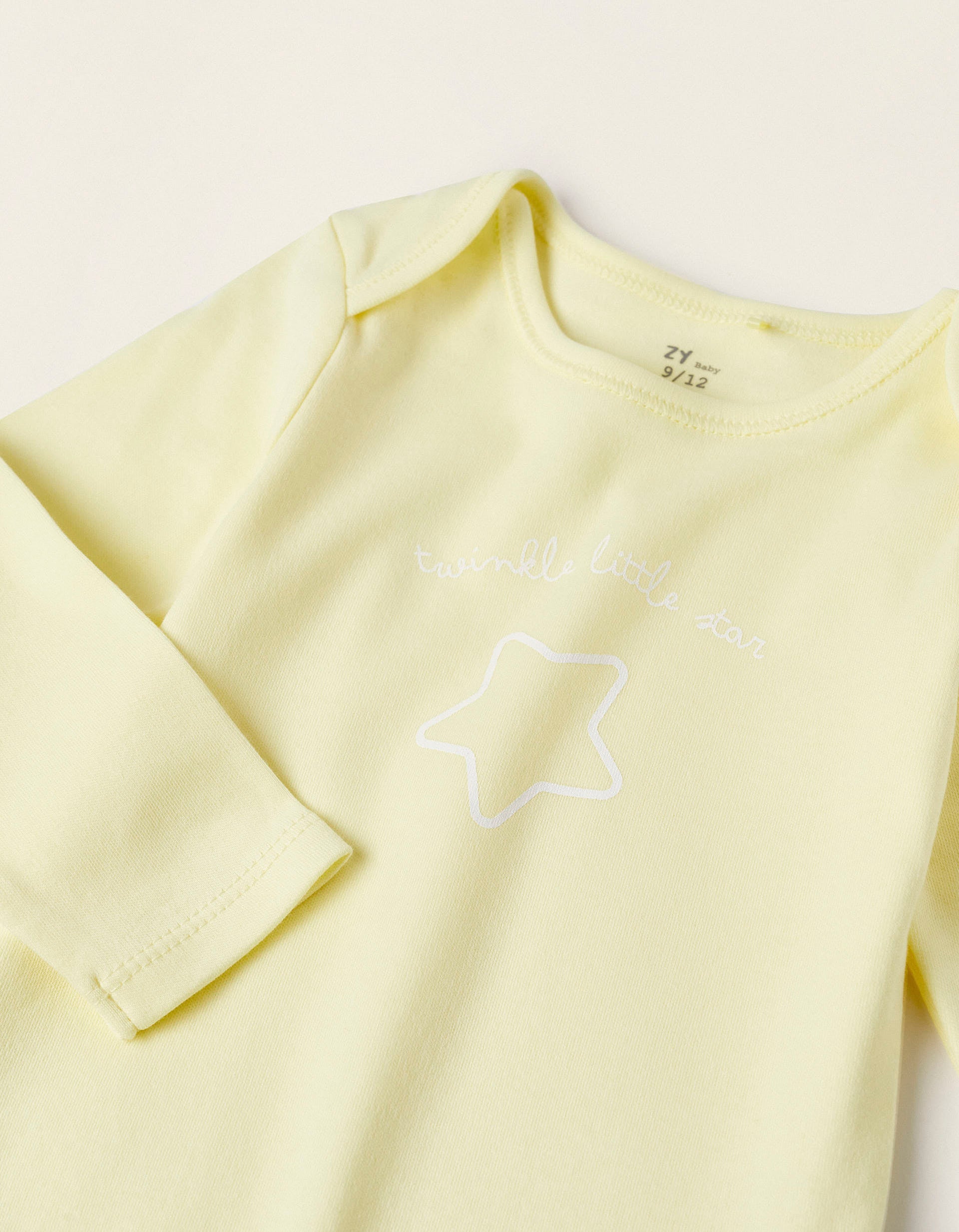 Pack of 2 Cotton Bodysuits for Baby Girls 'Little Star', Yellow/Grey