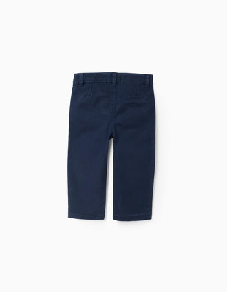 Calças Chino de Sarja para Bebé Menino, Azul Escuro