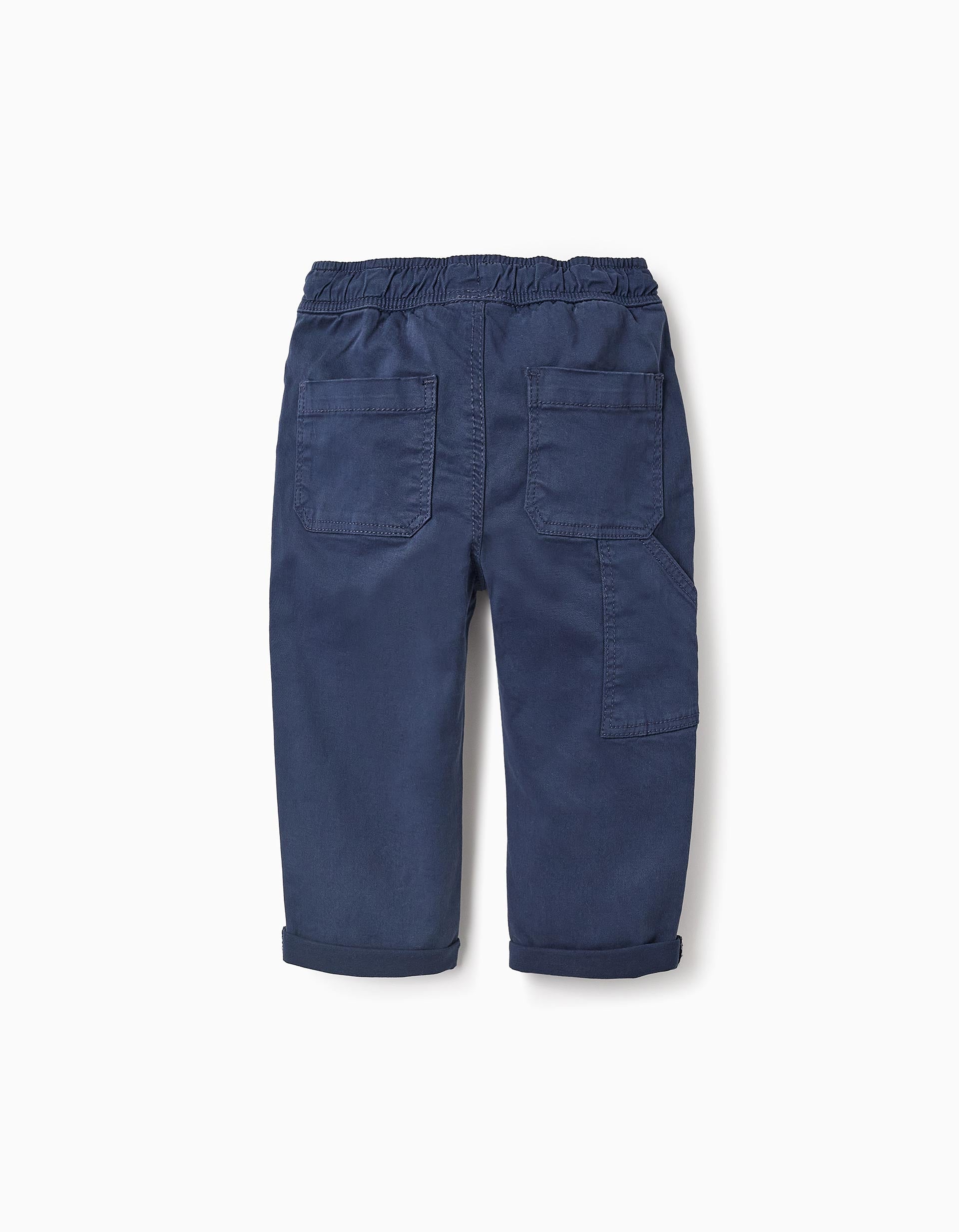 Twill Drawstring Trousers for Baby Boys, Dark Blue