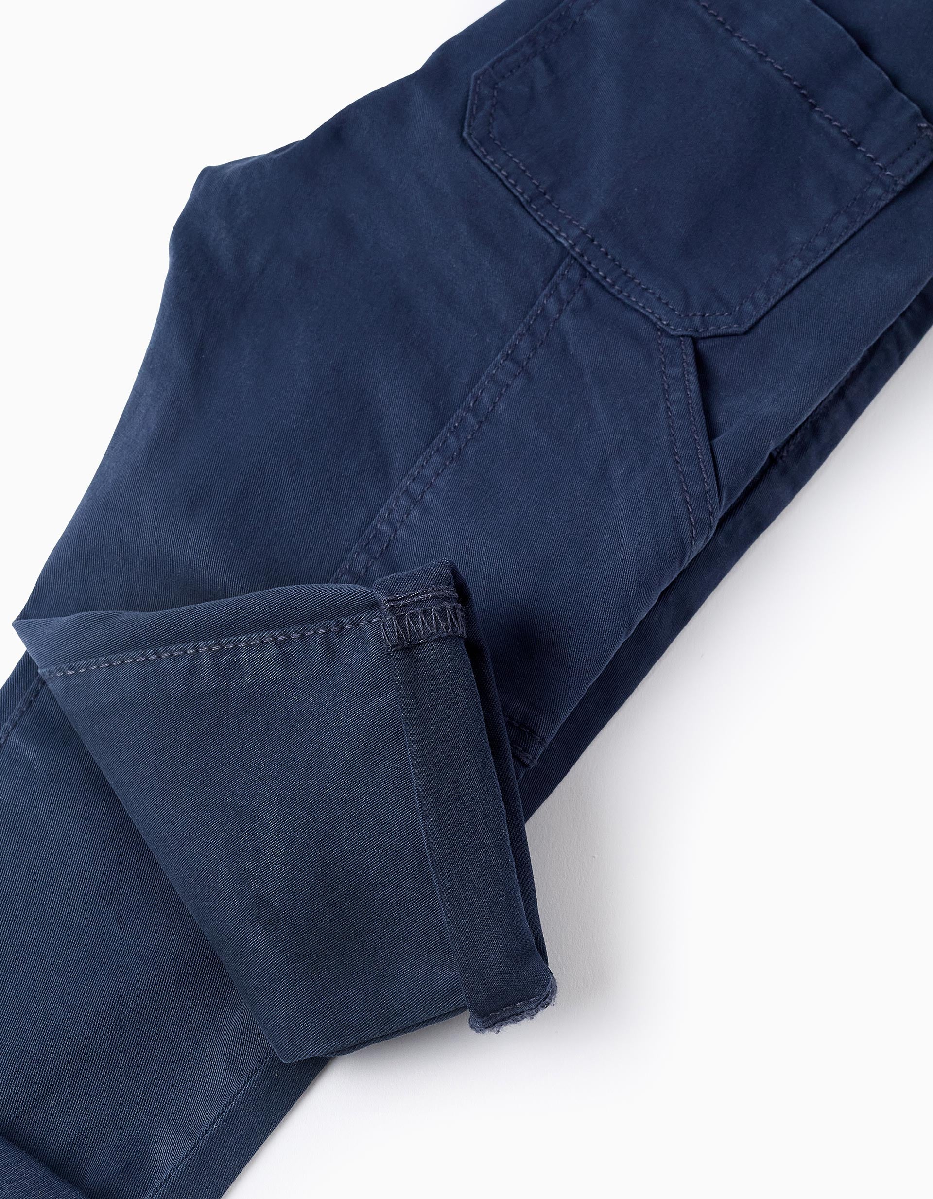 Pantalón de Sarga con Cordón para Bebé Niño, Azul Oscuro