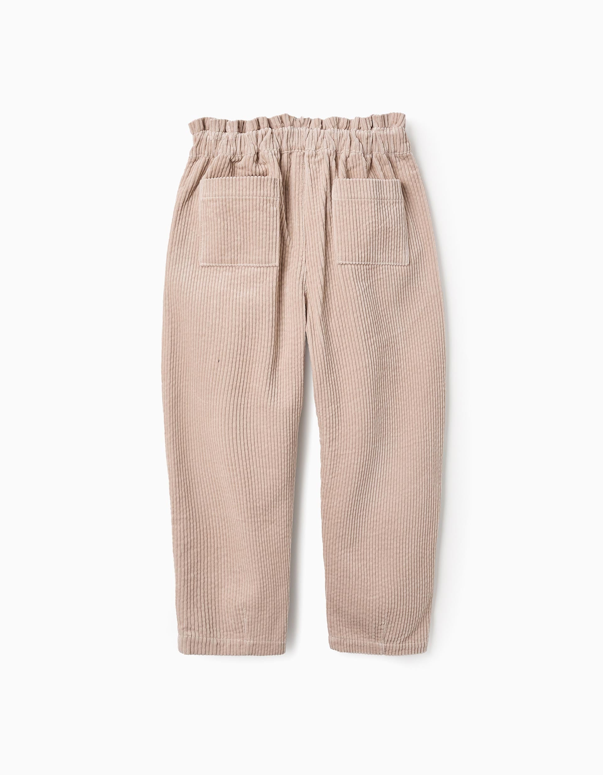 Paperbag Corduroy Trousers for Girls, Beige