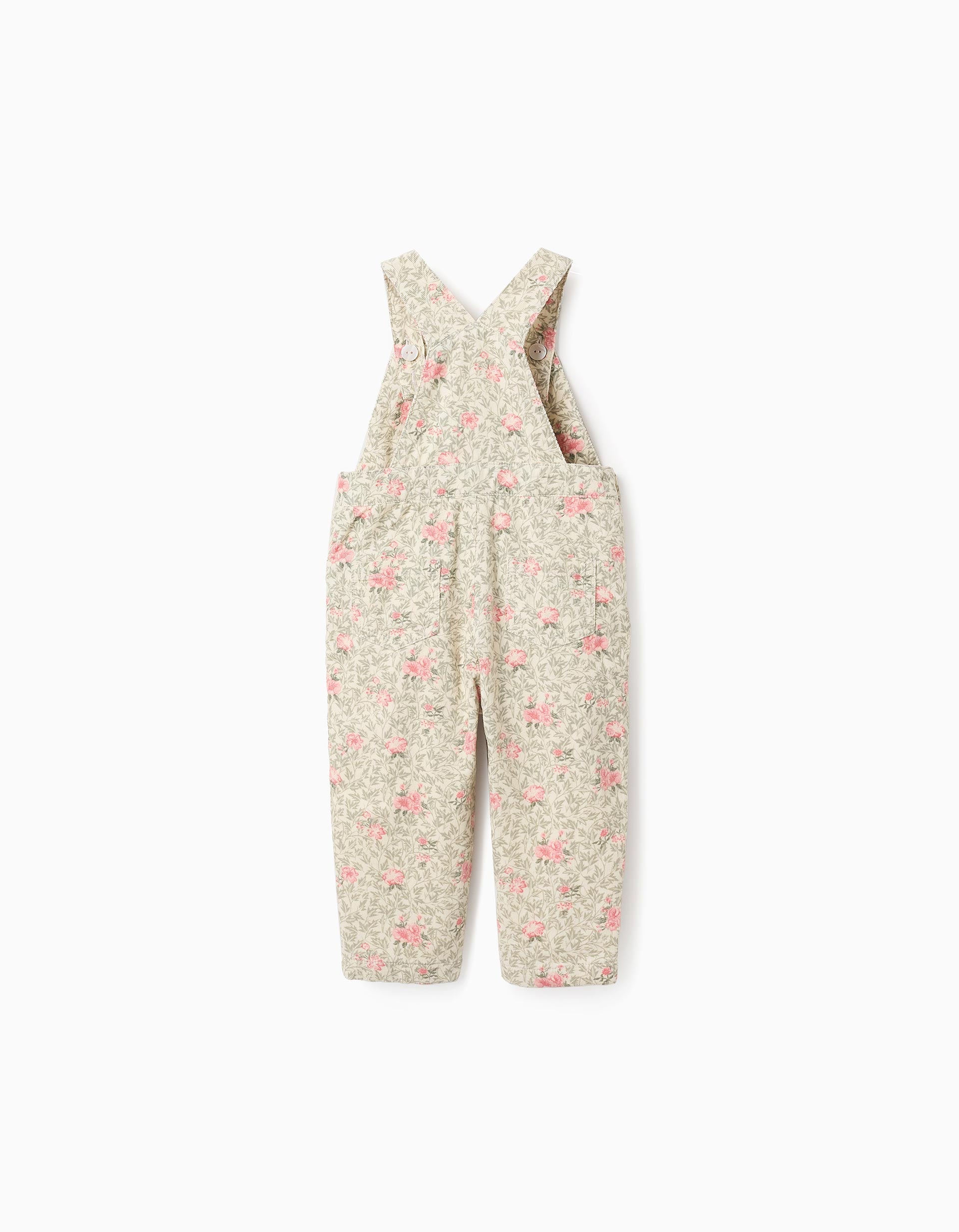 Salopette en Velours Côtelé Floral pour Bébé Fille, Beige