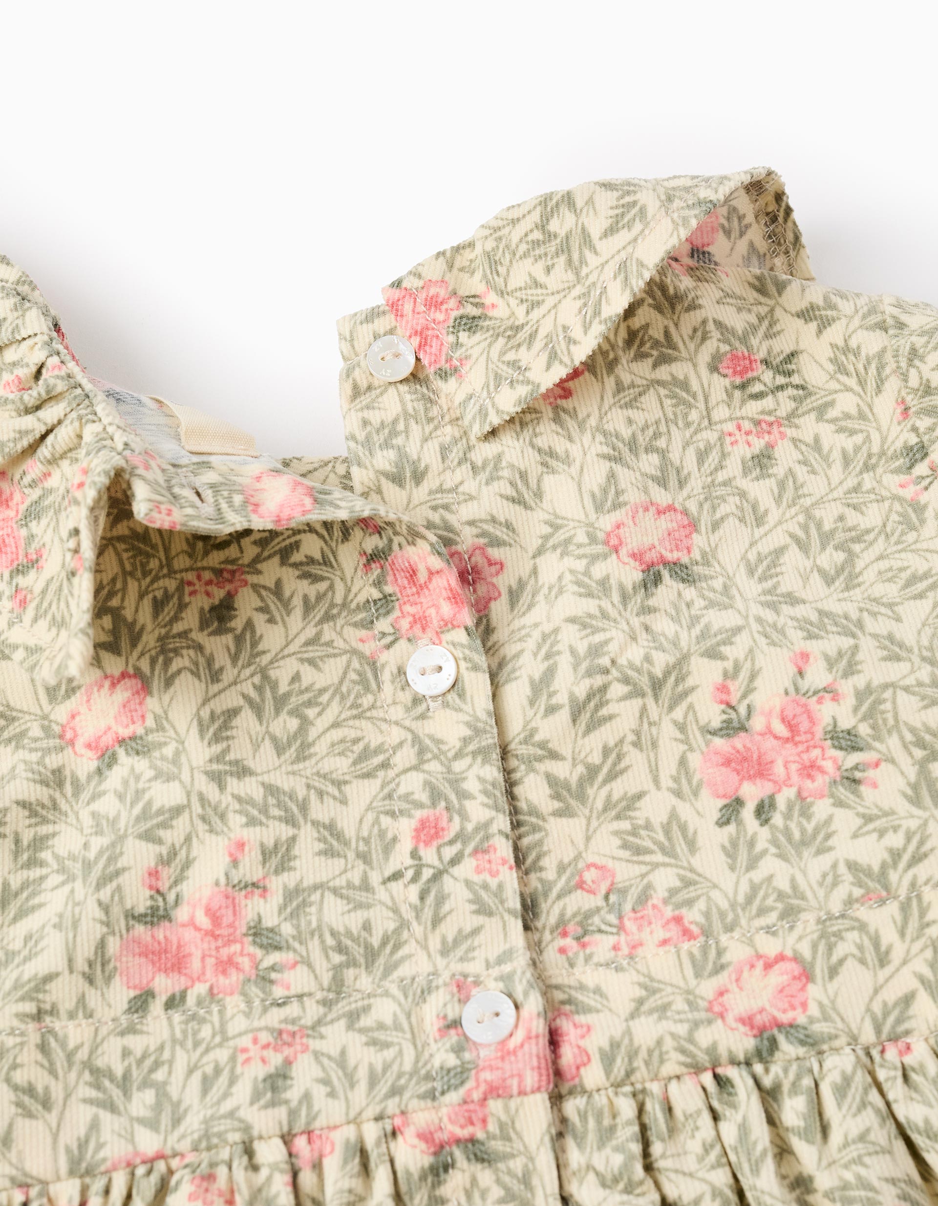 Chemisier Floral + Short pour Bébé Fille, Beige/Vert