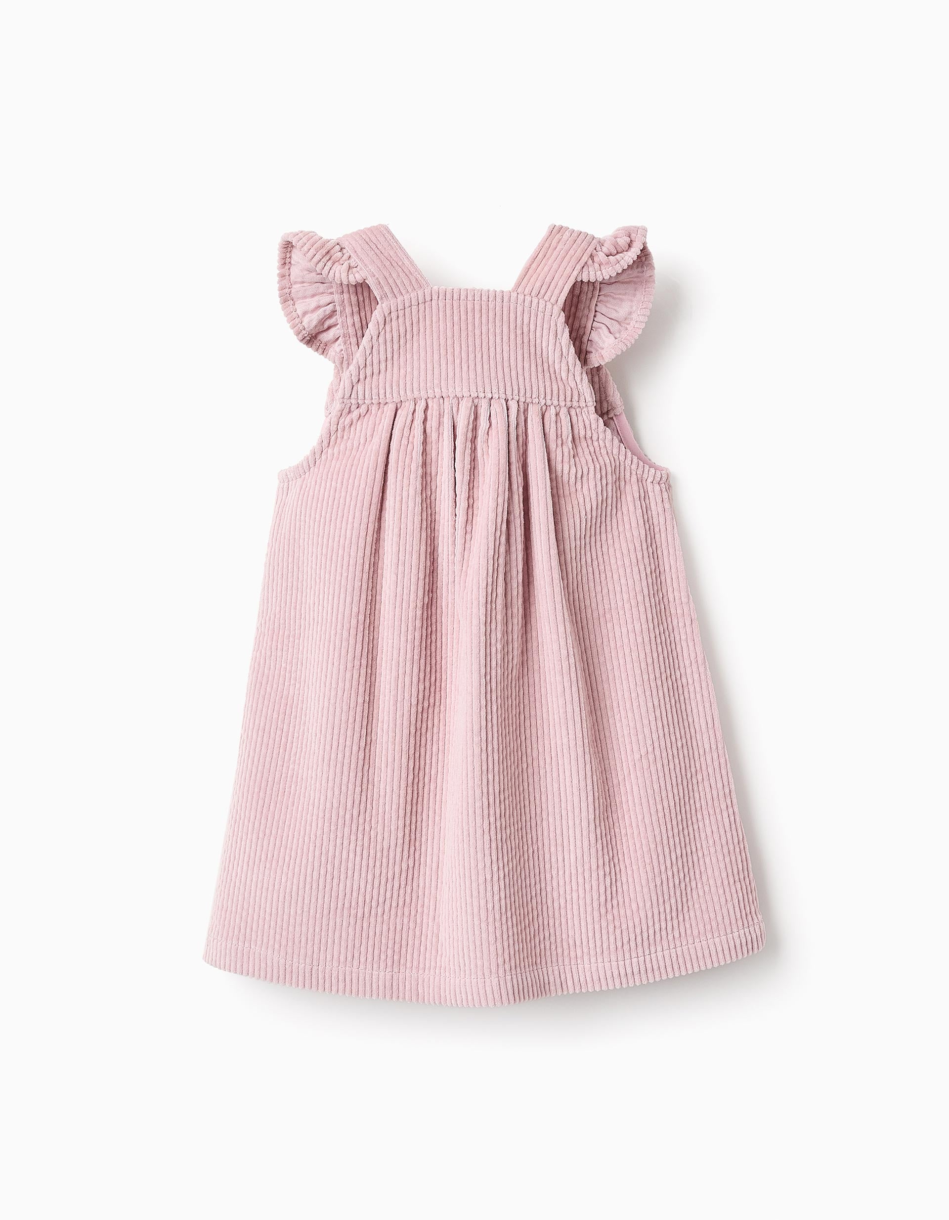 Pinafore Dress in Corduroy with Ruffles for Baby Girls, Pink